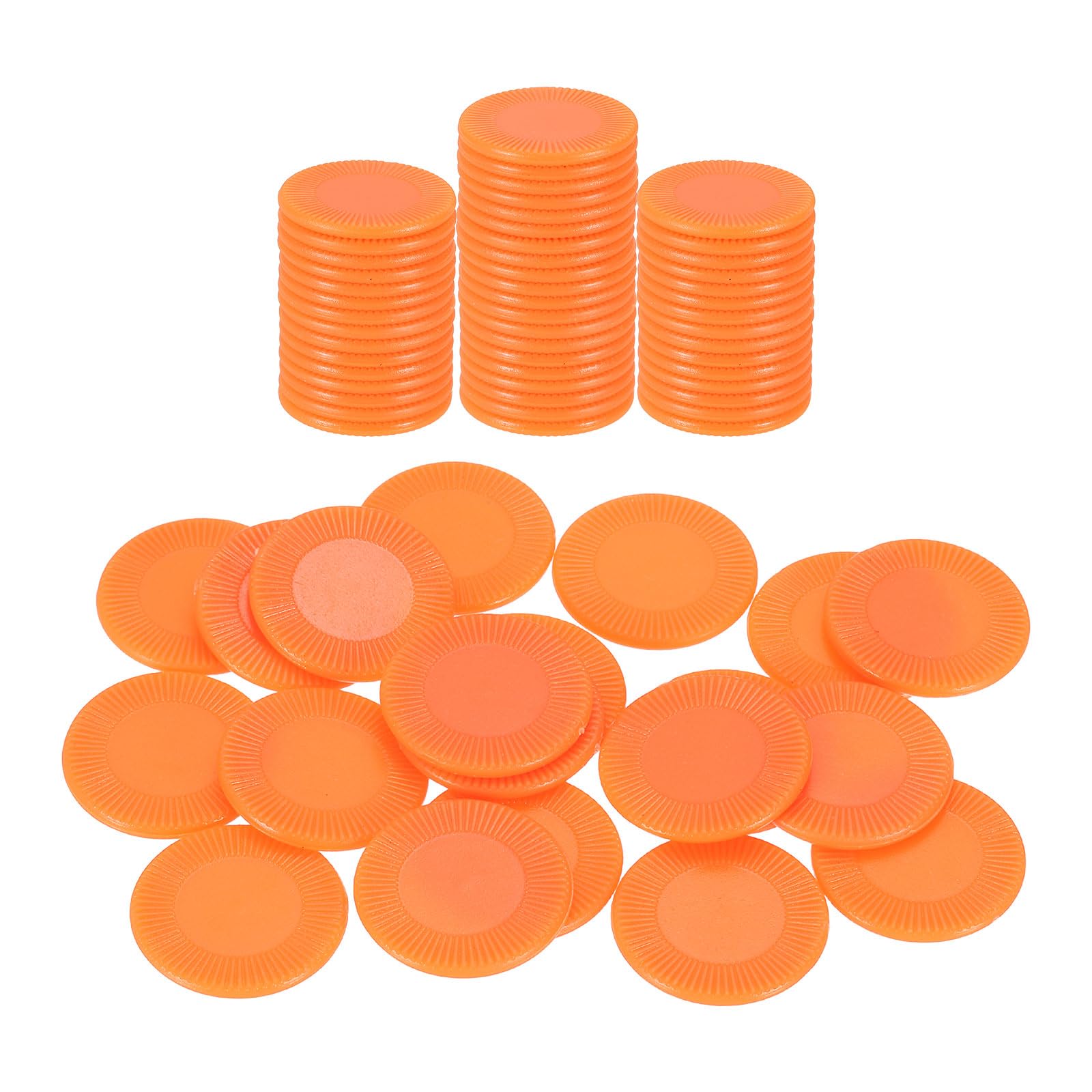 QUARKZMAN 64Pcs Gettoni Di Plastica Per Poker, 0.9 Pollici Mini Gettoni Bingo Contatori Apprendimento Dischi Contatori Segnapunti Gettoni Opachi Per Giochi, Arancione, Motivo