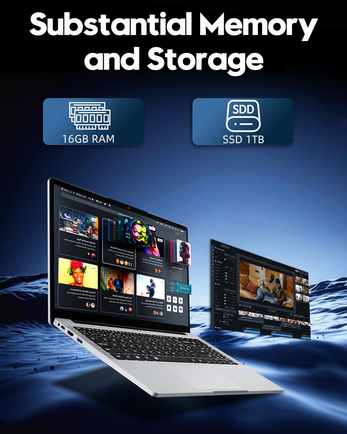 PC Portatile 15,6 Pollici con Ryzen 5 5500U, 16GB RAM 1TB SSD, Win 11 Notebook Schermo FHD 1920*1080, Laptop con Tastiera Retroilluminata con Tastierino Numerico, Computer Portatile Type-C HDMI USB3.0