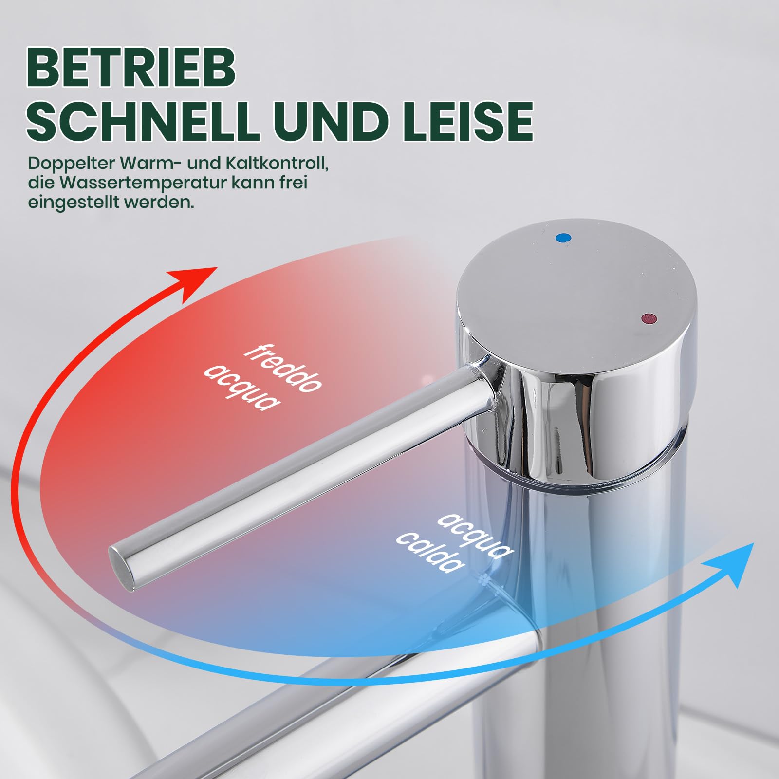 Hohe Wasserhahn Bad, Waschtischarmatur, Einhebel-Waschtischmischer, Waschtischmischer mit Warm- und Kaltwasseranschluss, Auslaufhöhe 19 cm, Hochstehend(28.5cm, chrom)