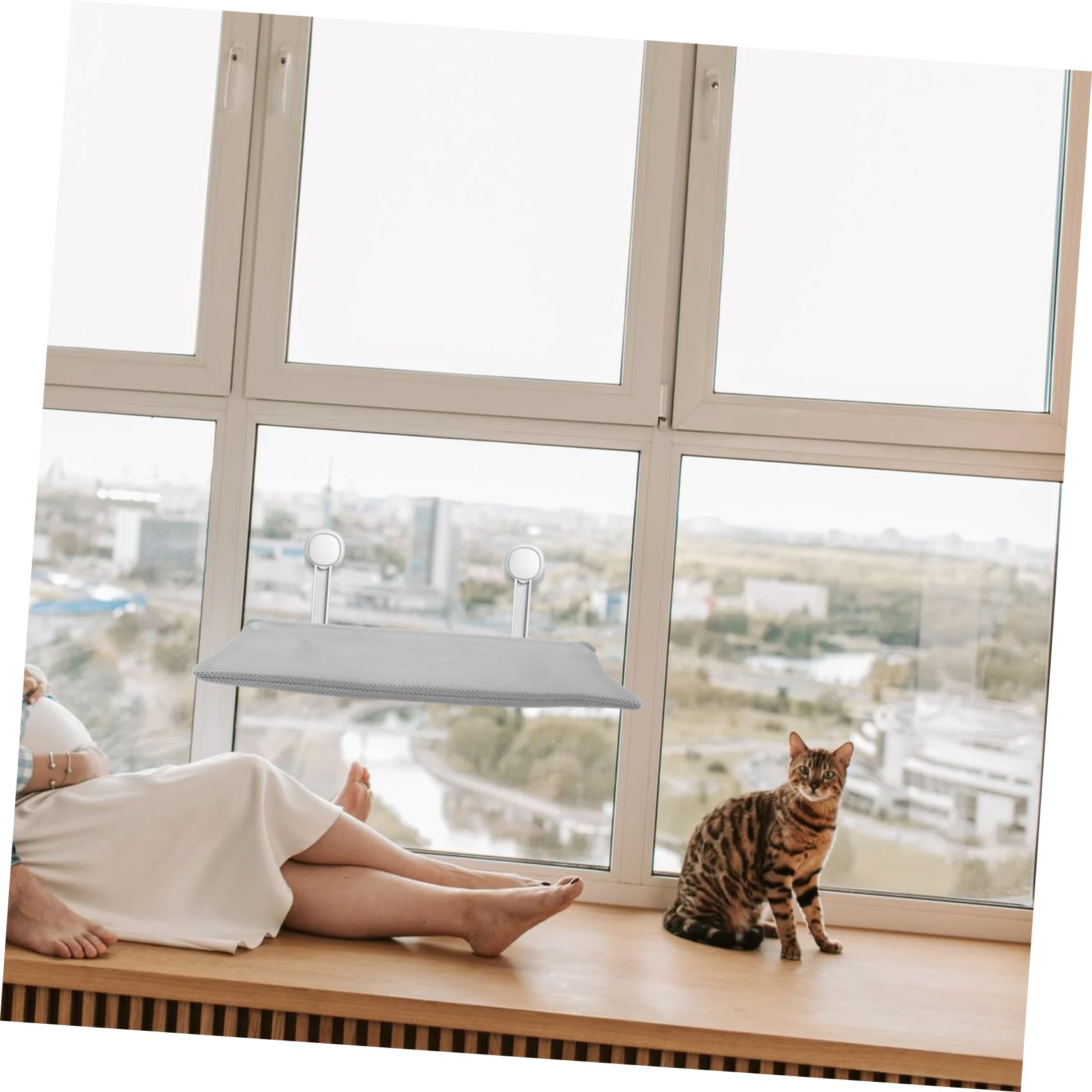 FONDOTIN Cat Hanging Bed Cover Grey Cotton Replacement for Cat Window Hammock Dustproof Non-Slip Easy to Install