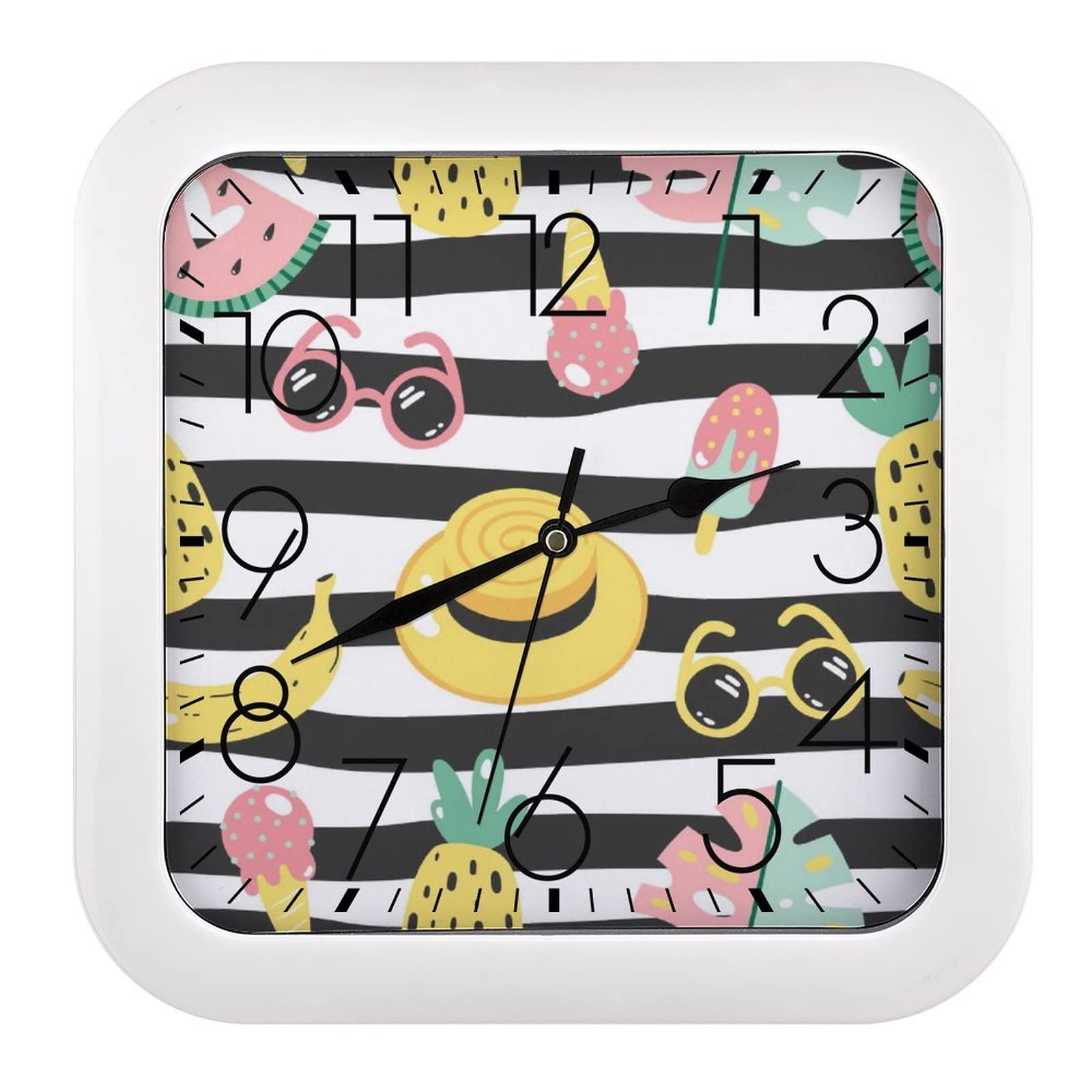 Pendule murale silencieuse 26x26cm mecanisme quartz fluide pour ecole et maison