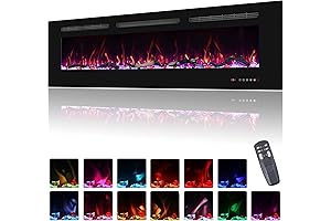 65-Inch Electric In-Wall Recessed or Wall-Mounted Fireplace