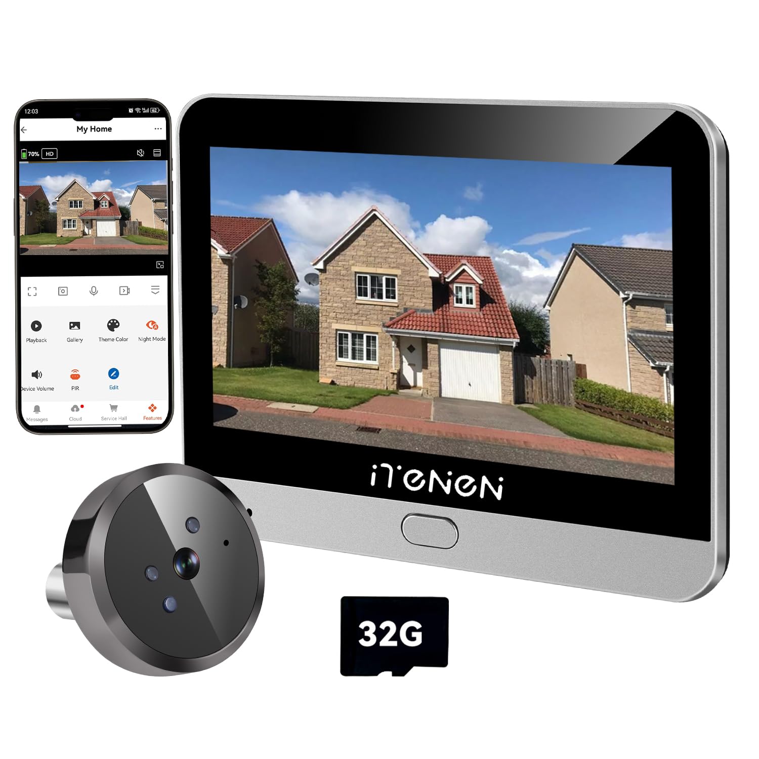 Microondas Radar Humano Cuerpo Detección,2K Mirilla Digital Puerta Wifi con MicroSD de 32GB,Video Inalámbrico Cámara con Pantalla de 4.3'', Gran ángulo 140 °, 5000mAh, Visión Nocturna,WiFi 2.4 GHz