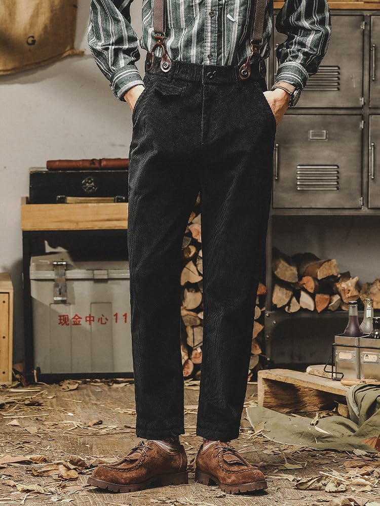 Men's Corduroy Suspenders Tapered Overalls