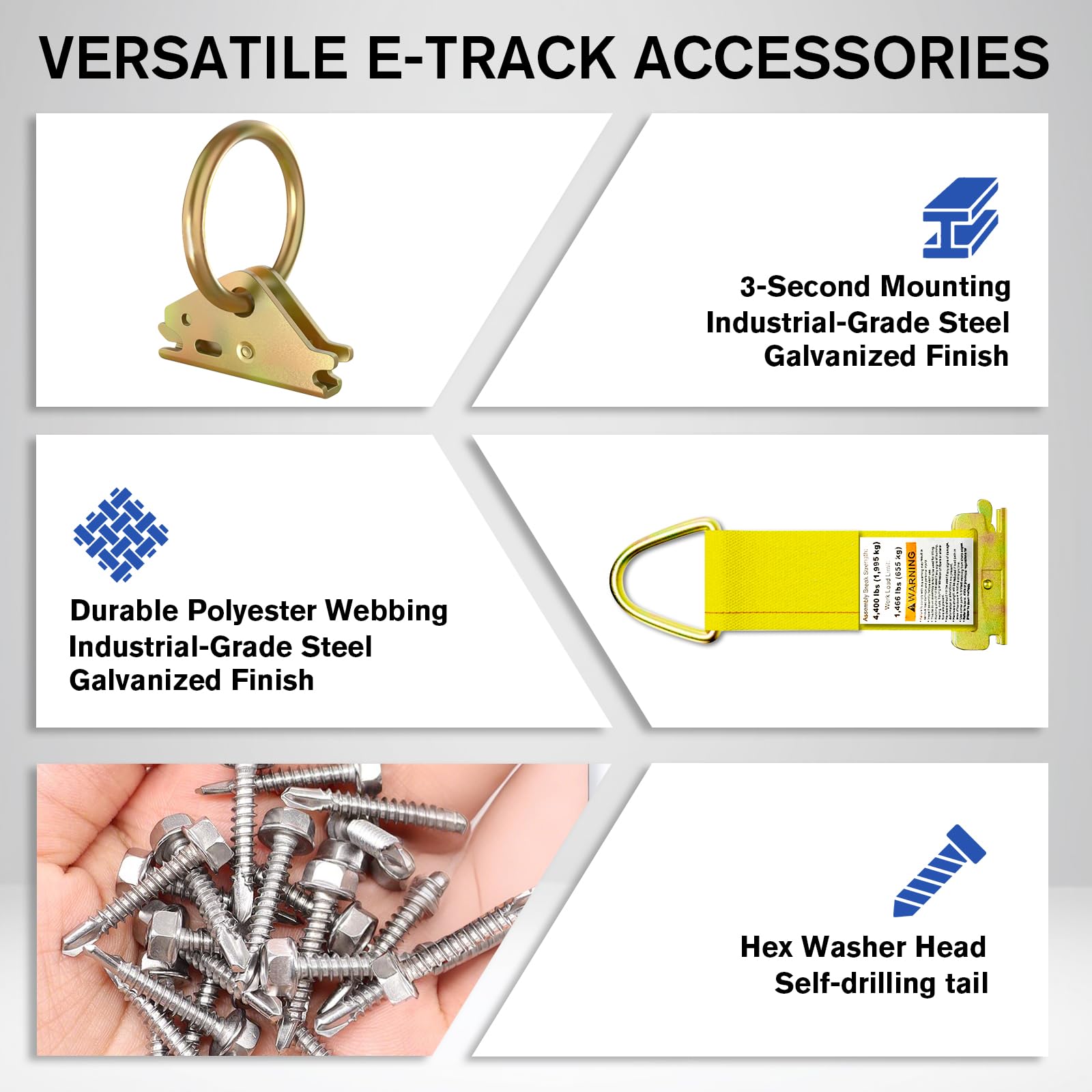 YATOINTO Kit di 42 Guide di Fissaggio per rimorchi e rimorchi Chiusi, Tutto in Uno, con binari, O-Ring, tasselli e Viti autoperforanti per rimorchi carichi/Chiusi, Resistenza alla Rottura, 42 Pezzi