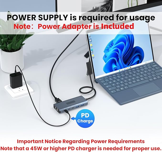 Docking Station MTAKYA 11 en 1 para Surface, Hub USB con HDMI 4K miniatura 4