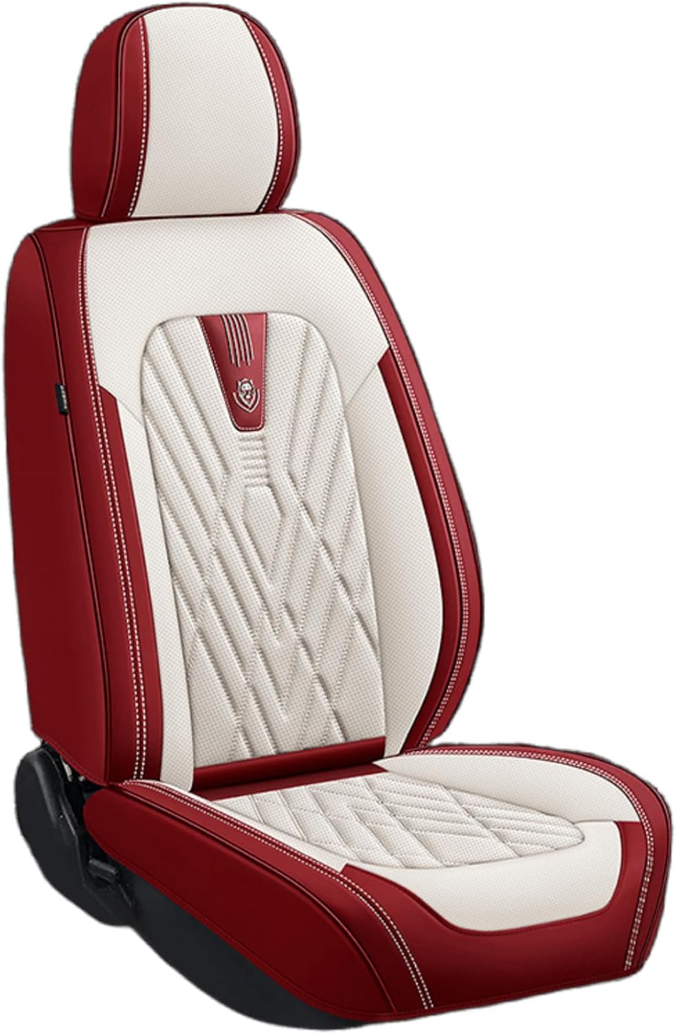 Water Proof Breathable Nappa Leather Car Seat Covers Universal Fit for Most Sedan SUV Truck Vehicle Seat Proctectors Cushions (Beige Red, Full Set 5 Seats)