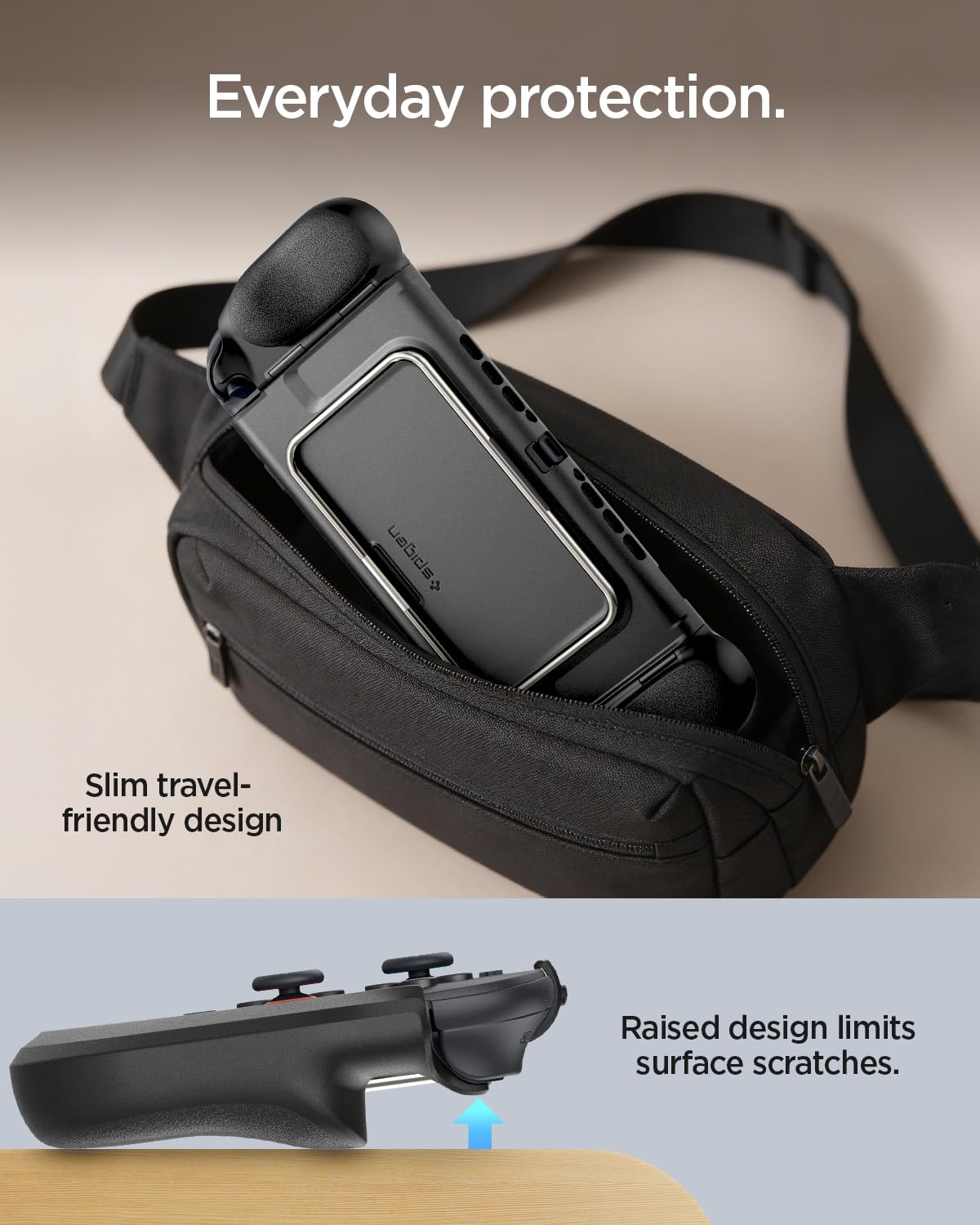 Spigen Dual Grip Pro Coque avec support à charnière intégré, Compatible avec Nintendo Switch 2 (2025) et station d’accueil – Noir