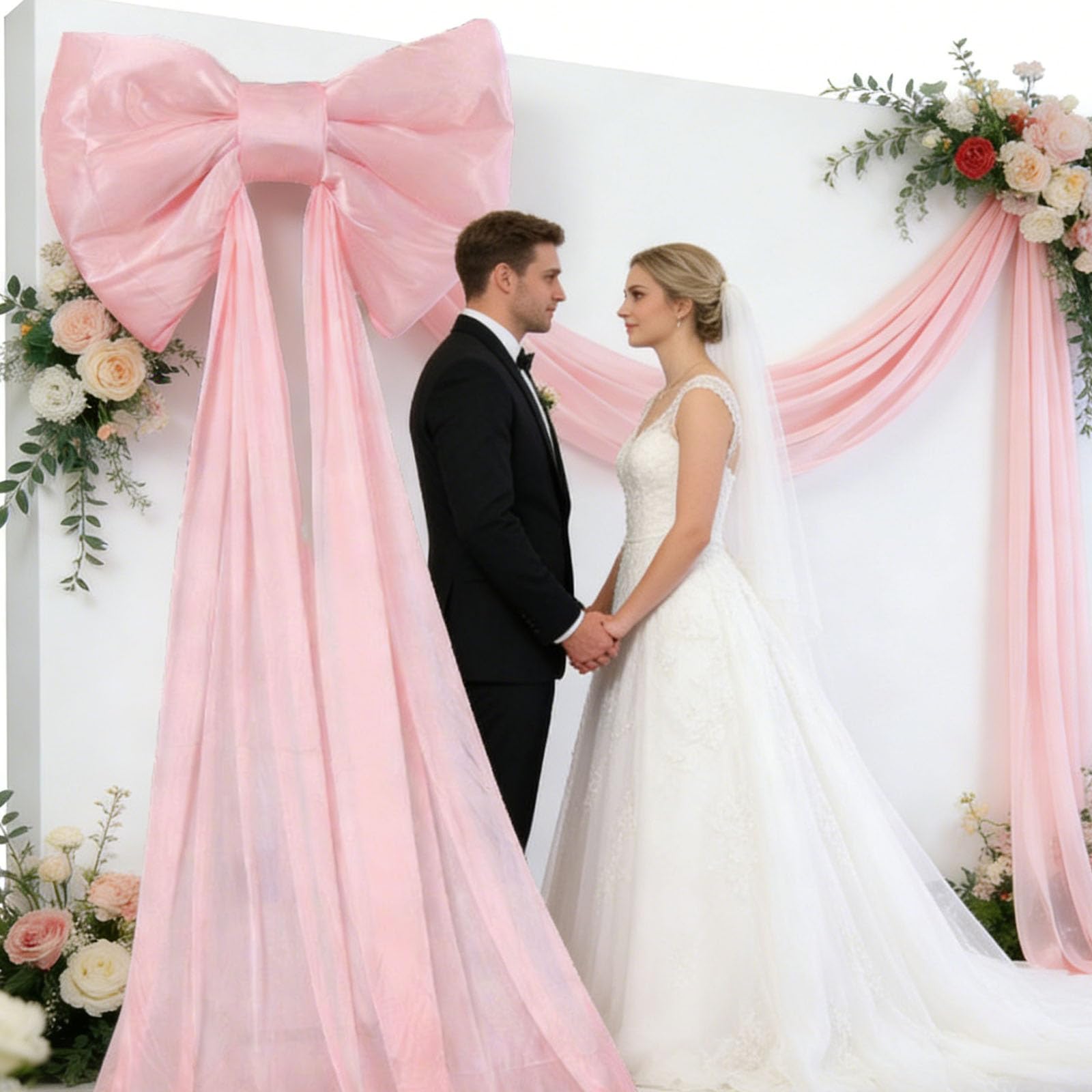 Extra Große Schleifen Rosa, Weihnachtsbaum Schleife Groß, Hochzeitsschleifen, Riesige Satinschleife mit Langen Bändern, Dekoschleife für Hochzeit, Auto, Kamin, Kranz, Heim (120 x 75cm)