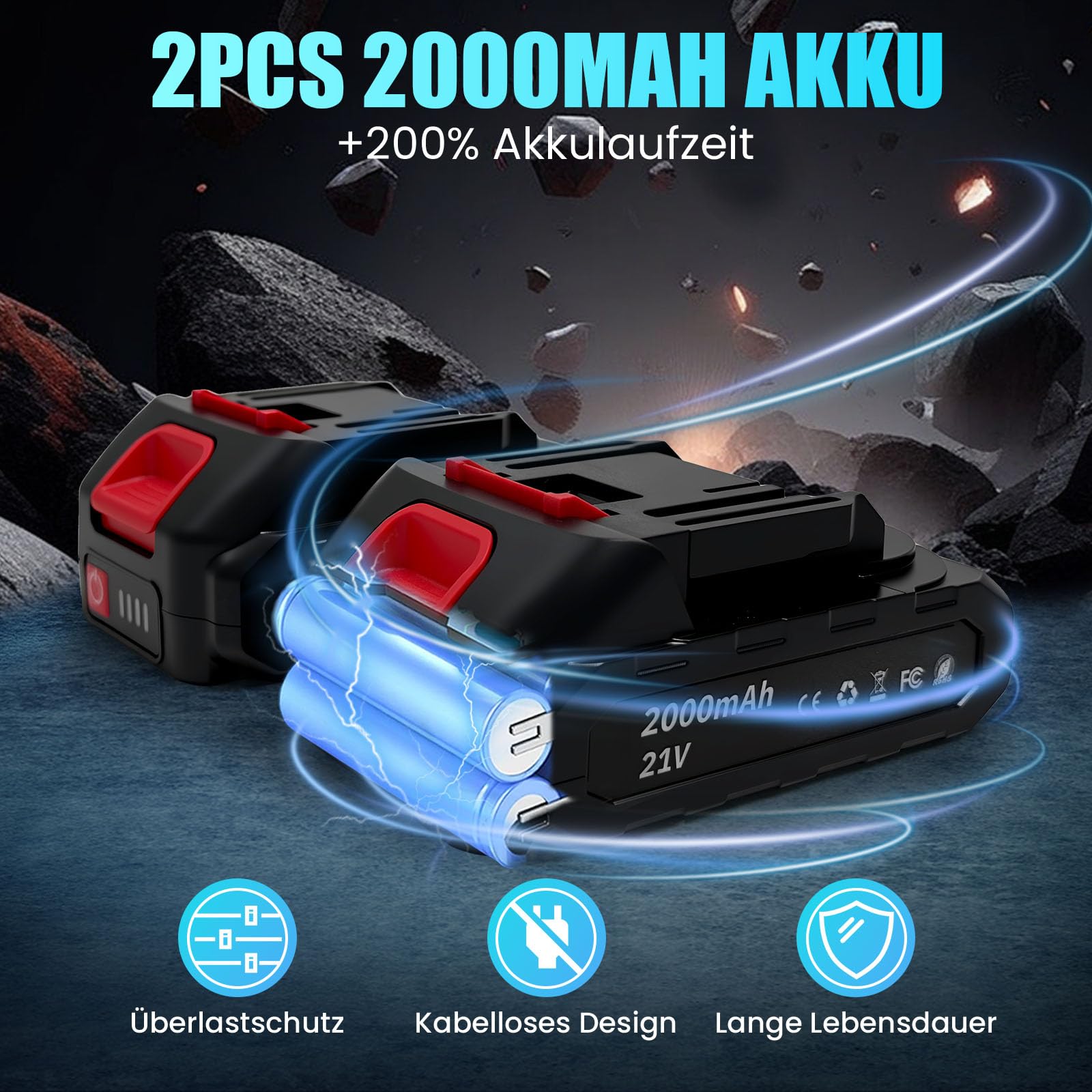 Poliermaschine Auto für Makita 18V Akku, 6 Zoll Orbital Auto Politur mit 8 Variablen Geschwindigkeiten, 2pcs Akkus Auto Polierset, für Auto Detailpflege und Kratzerentfernung