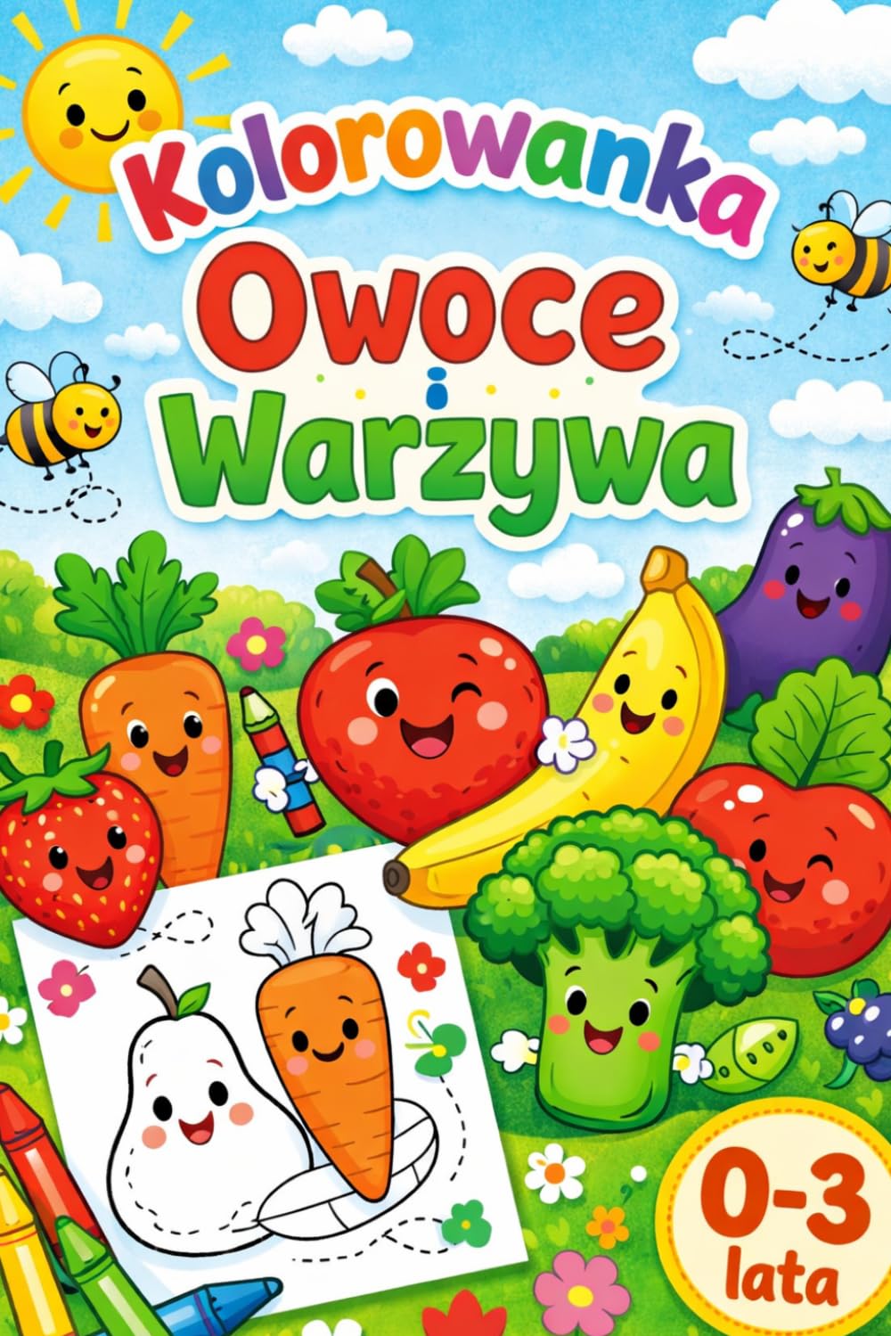 Kolorowanka Owoce i Warzywa dla dzieci w wieku 0-3 lata