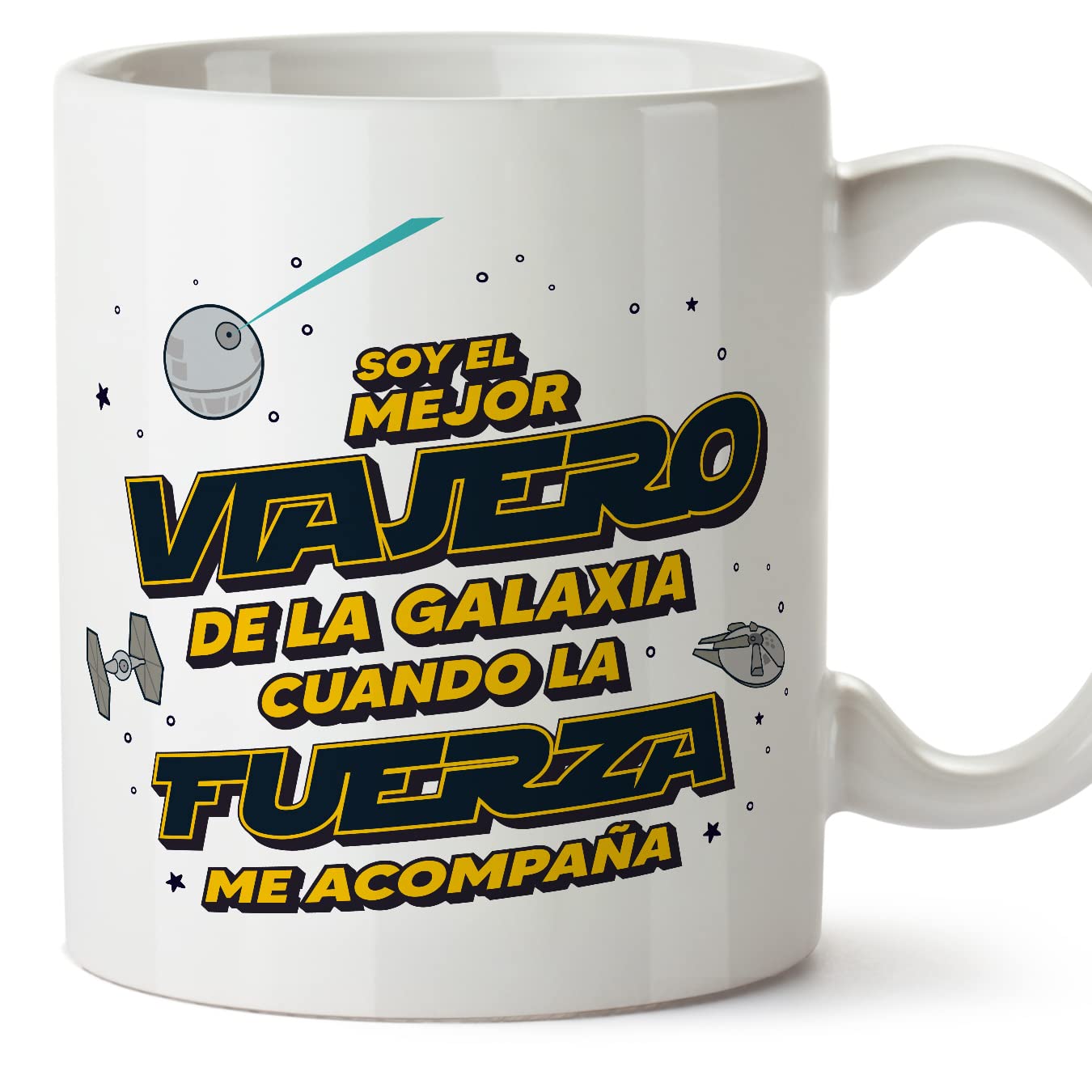 MUGFFINS Tazas para JEFE hombre - En Español - Mejor de la Galaxia Cuando Fuerza me Acompaña - 11 oz / 330 ml - Regalo original y divertido — view 517