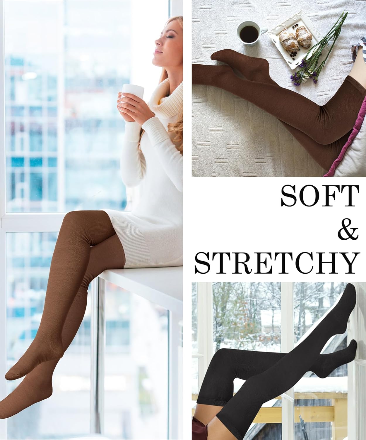 Chalier Thigh High Socks for Women Casual Thigh Socks Soft Comfort Womens Stockings for Holidays - Image 7