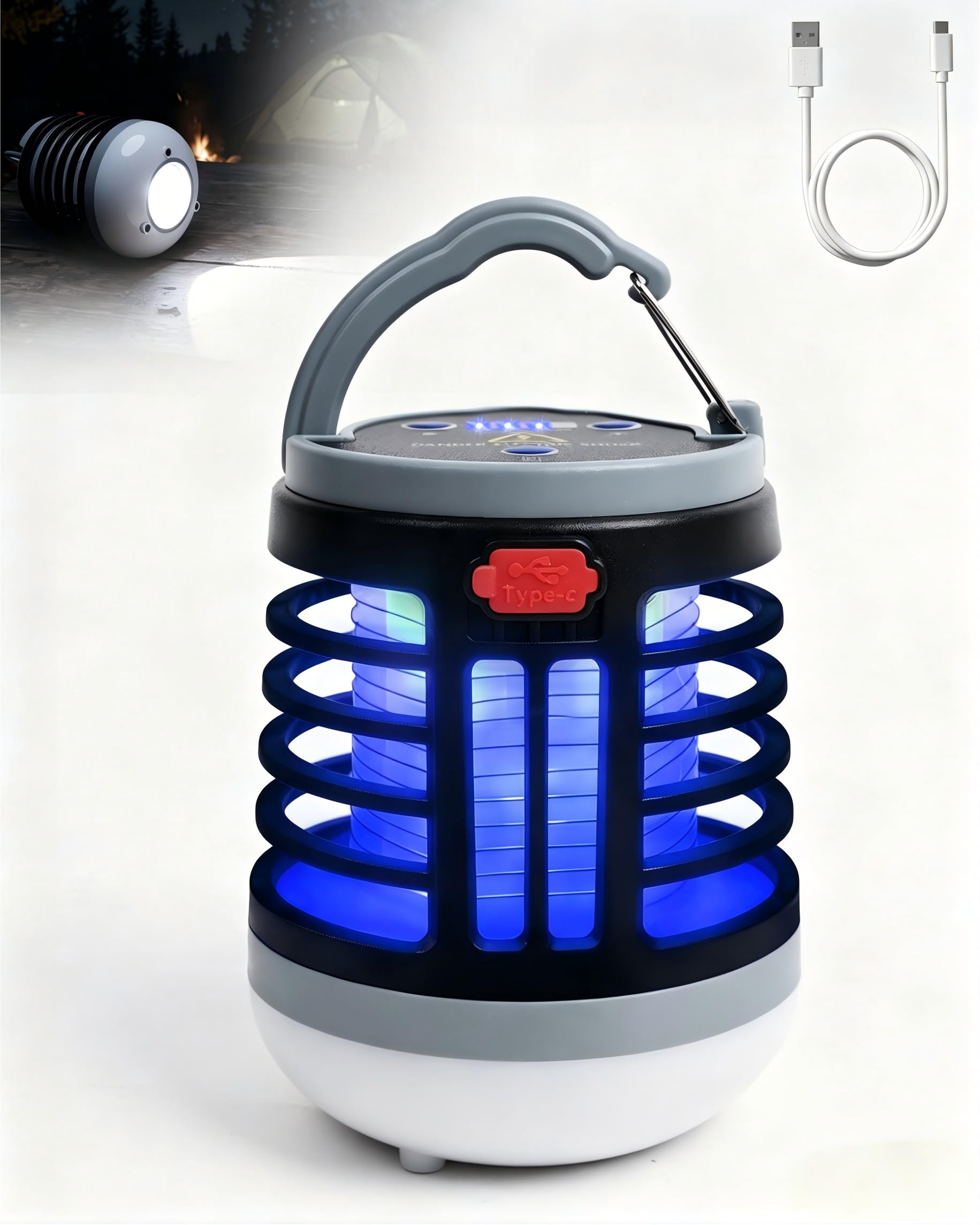 Lustaled 3 in 1 Fly Zapper,Rechargeable Portable Mosquito Zapper Lamp,IPX4 Waterproof Indoor/Outdoor Multifunctional Fly Killer Lights for Camping,Garden,Home,Travel
