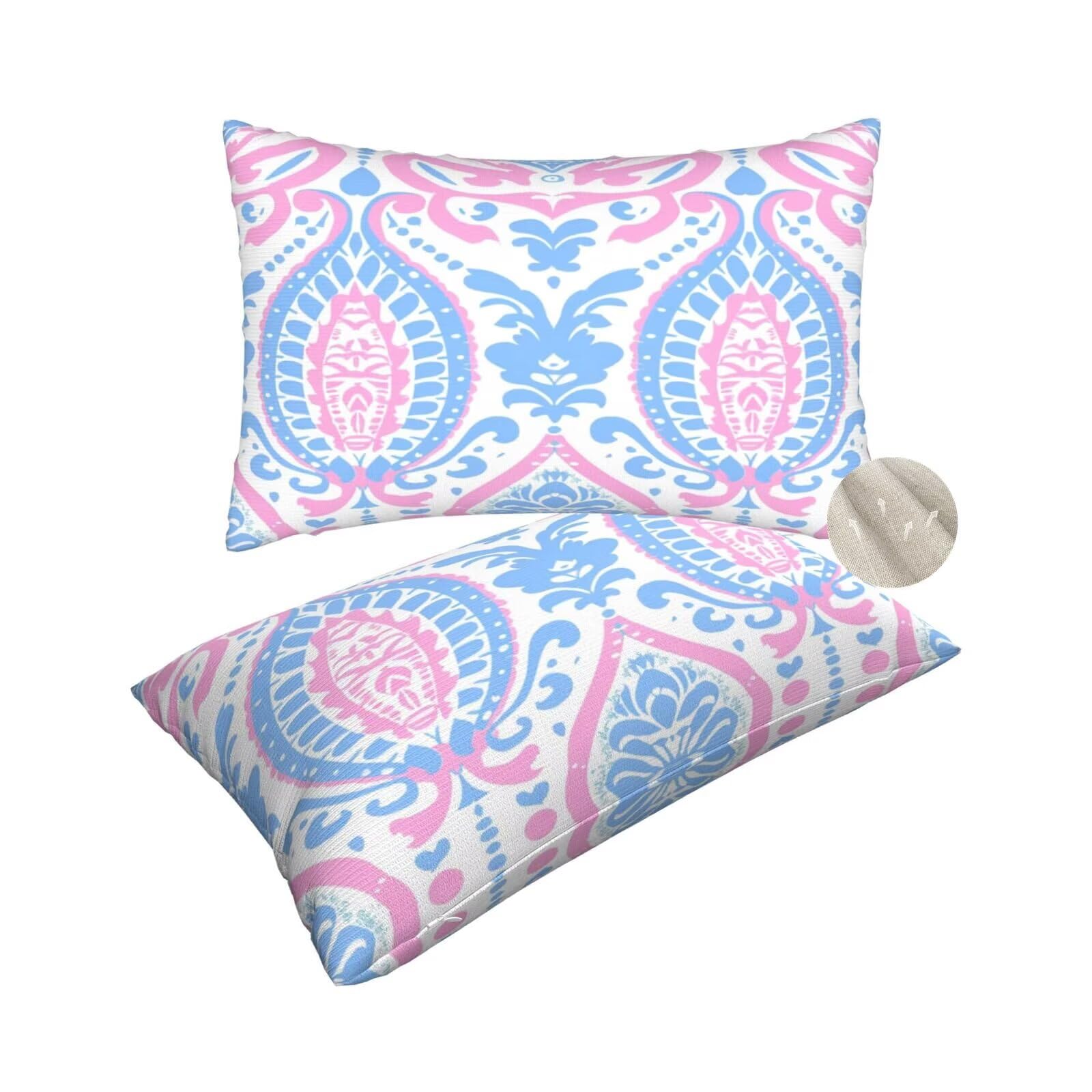 Coussin décoratif maison : lot de 2 housses de coussin 50x80 cm bohême et rectangulaire