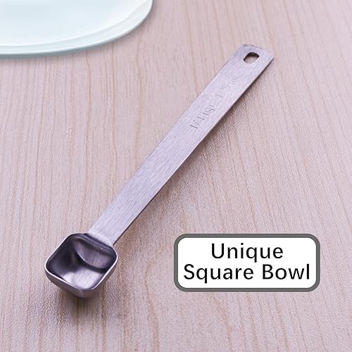 Miniatura 4 de 1 cucharadita de 14 (14 cucharadita, 112 cucharadas, 0.0 fl oz) Cuchara medidora de un solo tazón cuadrado, cucharas pequeñas individuales de acero