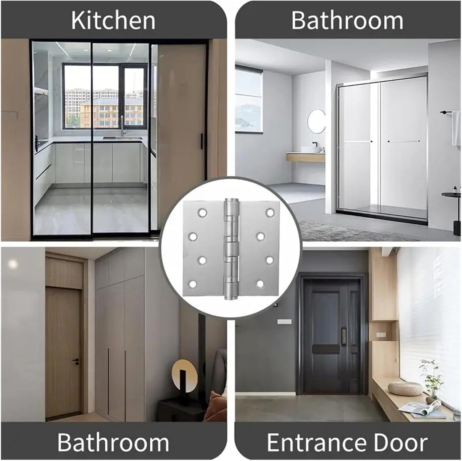 2-Pack 4"x4" Stainless Steel Ball Bearing Door Hinges – Heavy Duty Silver Butt with Square Corners & Screws