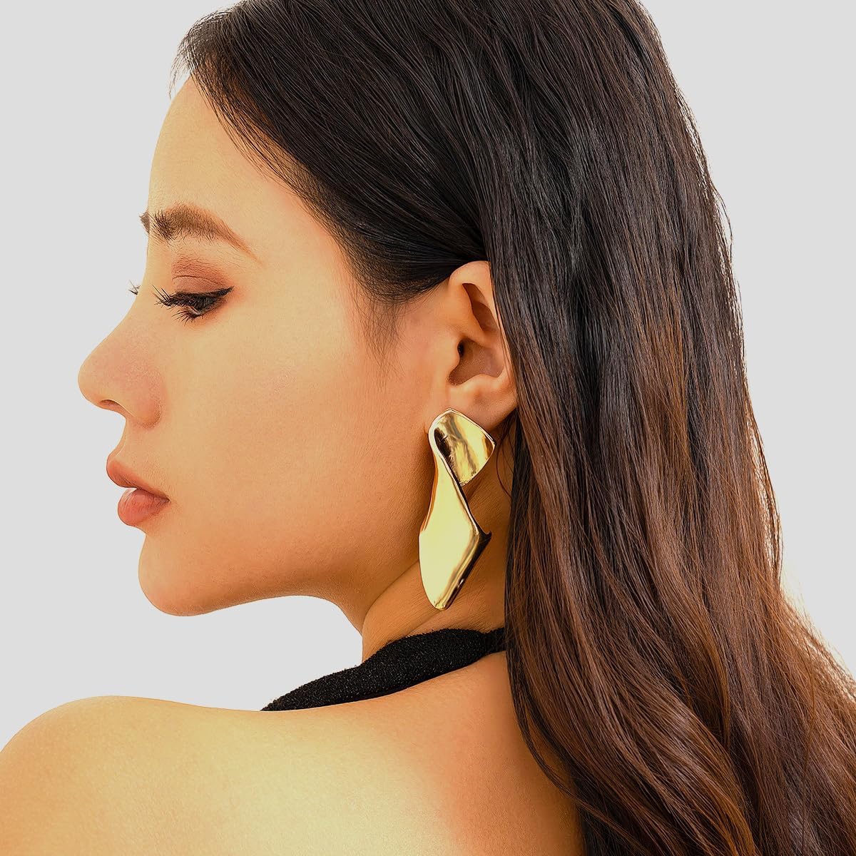 Vivian&CD Chunky Gold Earrings for Women, Exaggerated Large Irregular Geometric Earrings Heart Earrings Hypoallergenic Trendy Earrings Jewelry - Image 2
