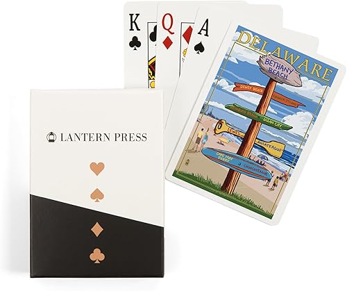Lantern Press Bethany Beach, Delaware, Señal de destinos (52 cartas de juego, tamaño póquer)