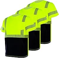 Vista 8 de VENDACE 3 piezas de seguridad camisetas reflectantes clase 3 alta visibilidad Hi Vis manga corta construcción trabajo camisas para hombres