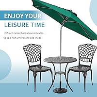 Vista 6 de Juego de 2 mesas y sillas de bistró para exteriores, resistentes a la corrosión, con agujero para paraguas, juego de mesa grande para exteriores