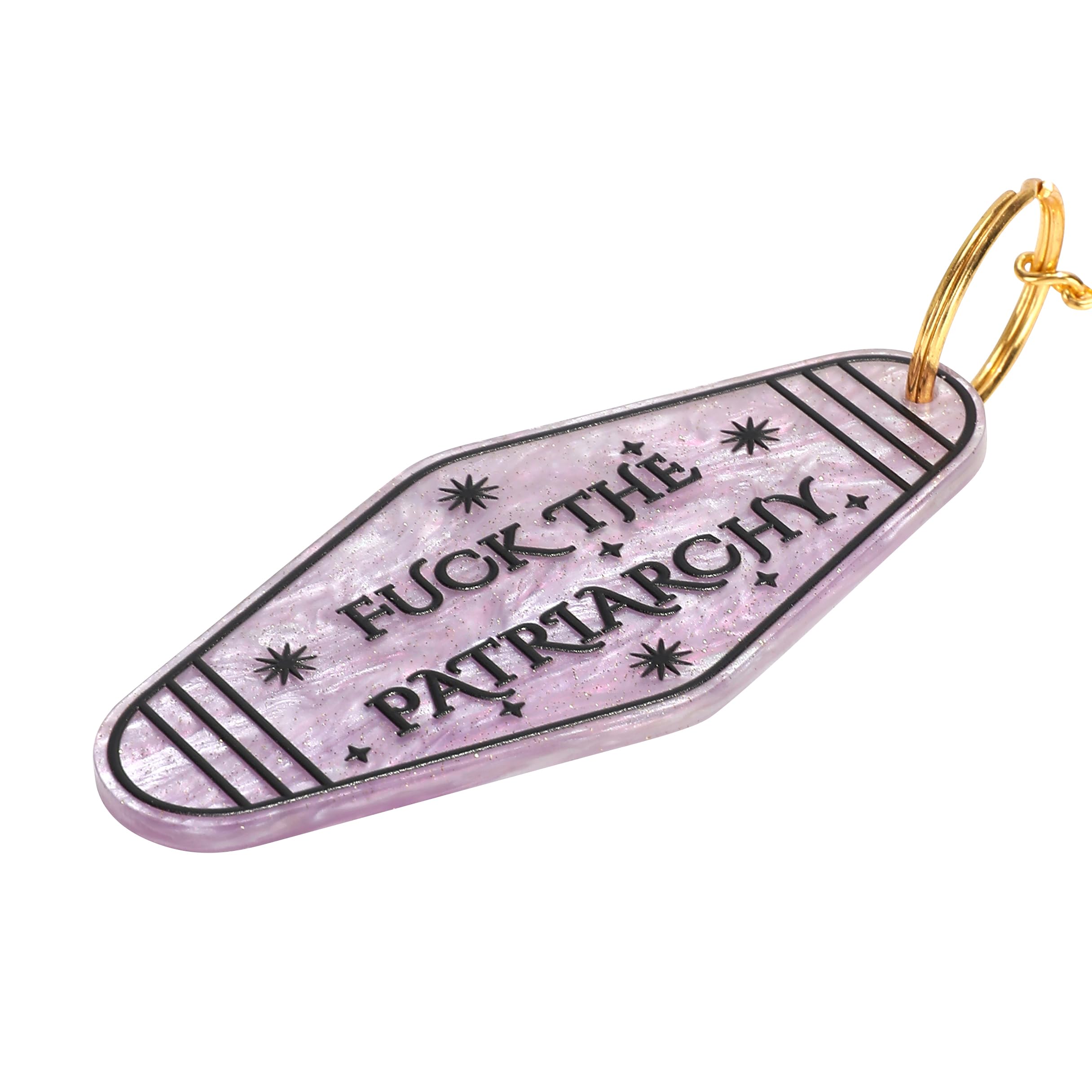 Asvp Shop Women's Baby Pink Fuck The Patriarchy Feminist Keychain, Motel Keychain, Retro Keychain, Empowerment (Baby Pink)