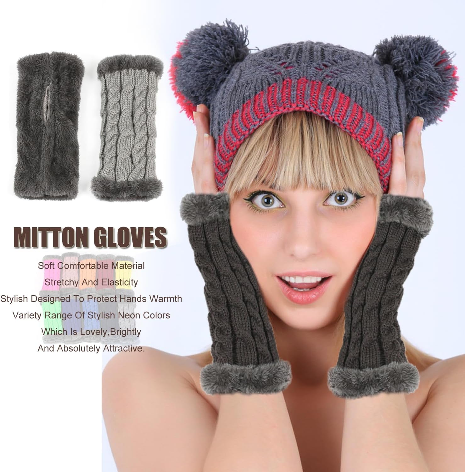Knit Arm Warmers Fingerless Knitting Gloves Winter Mitten Gloves ThumbHole Costume