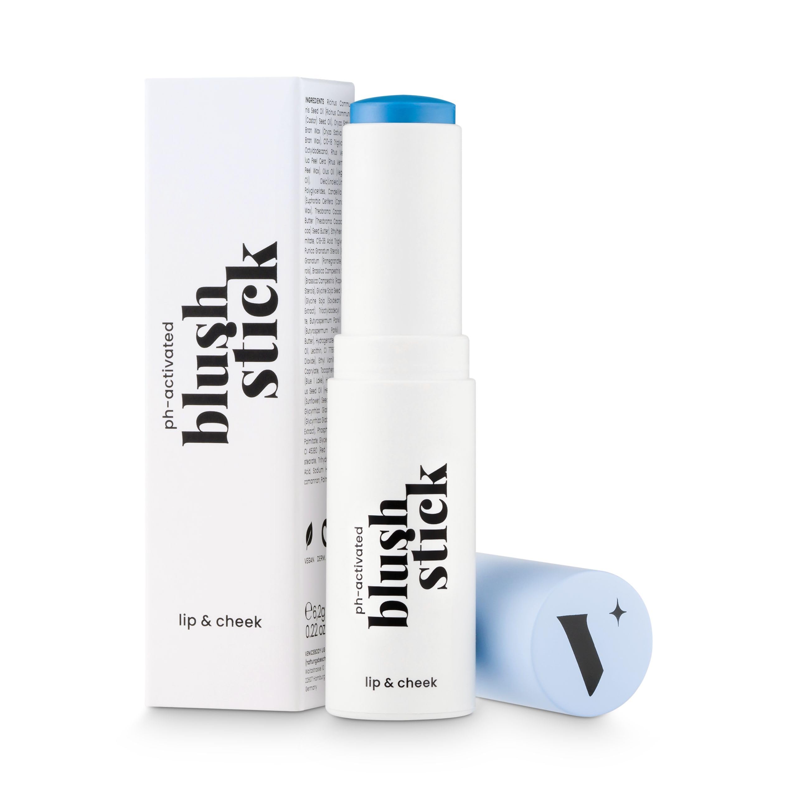 VENICEBODY PH Activated Blush Stick para labios y mejillas | Palillo de colorete de aspecto natural y luminoso