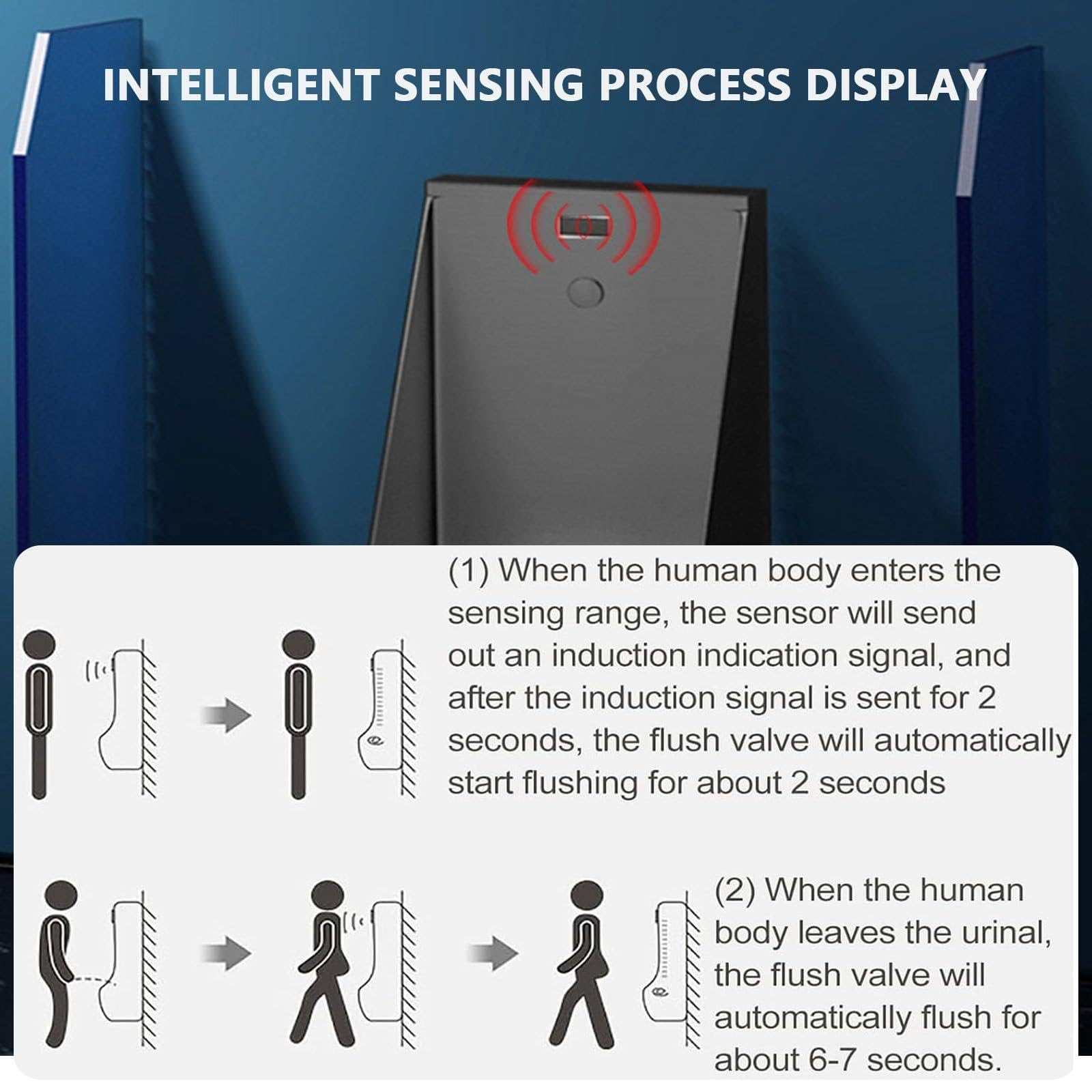 304 Stainless Steel Urinals,Wall Mounted Sensor Urinal,Men's,Bathroom Toilet Urinal,Bar Urinals,Induction Flush Urinal,Intelligent Sensor Flush Male Urinal,Rosegold