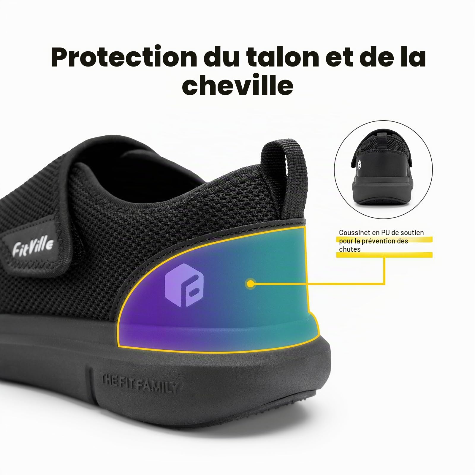 FitVille Chaussures Larges pour Hommes Chaussons Souples Chaussures de Marche Ajustables Scratch, Idéaux pour Pieds Sensibles