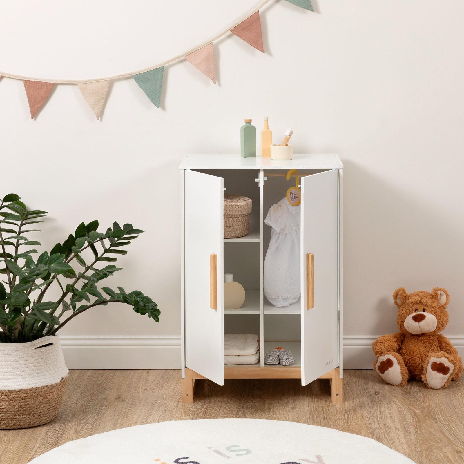 ELLA & PIET® Großer Puppenschrank Dressy aus Holz (Weiß-Schlamm)