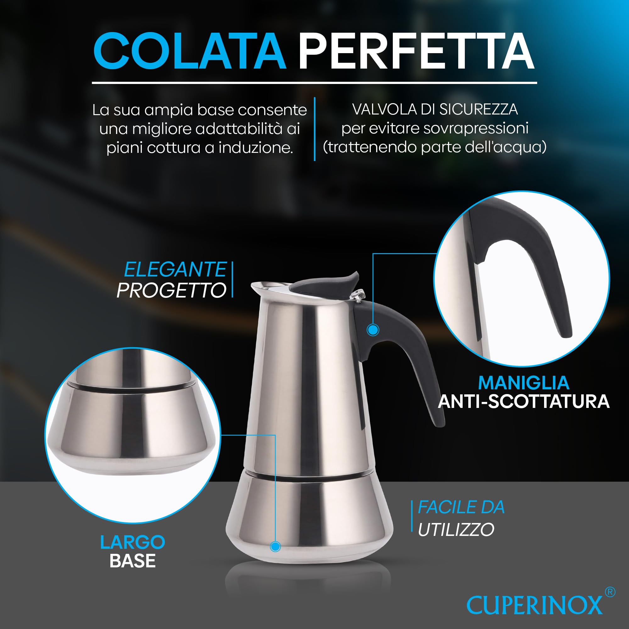 Caffettiera In Acciaio Inox Gräwe - Per Induzione, 6 Tazze, Vetro Borosilicato, Lavabile In Lavastoviglie - Foto 4