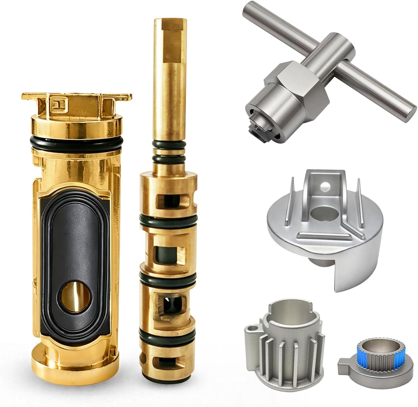 Replacement Cartridge Kit for Moen 1222, Brass, with Removal Tool, Handle Adapter, Temperature Limit Stop, Compatible with Moen Single Handle Tub/Shower Faucets Plumbing Repair Kit,