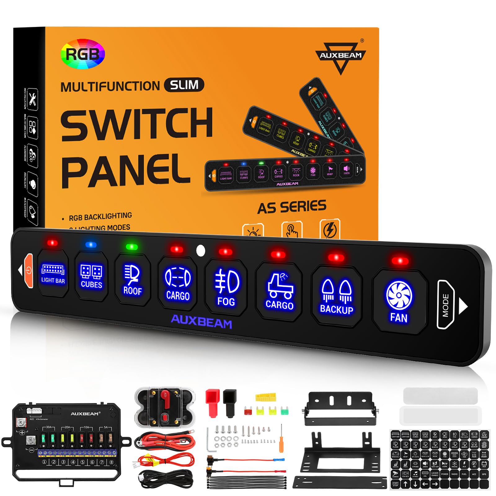 Main Switch Rgb Snapklik.com : Auxbeam 8 Gang Slim Switch Panel RGB AS-R80 Automatic ...