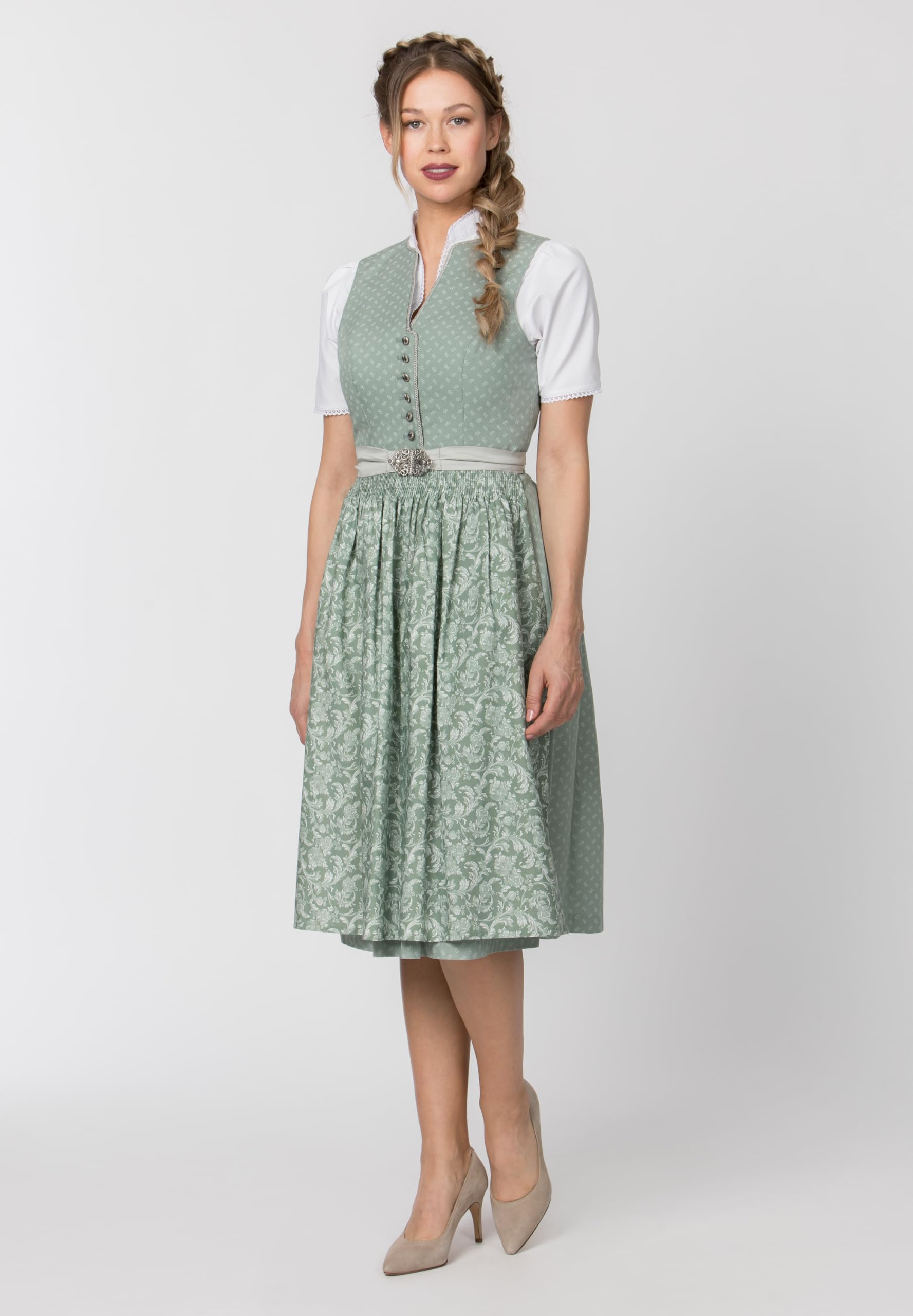 Stockerpoint Damen Dirndl Franka I Größe 34-54 I Trachtenkleid mit liebevollen Details & Dirndlschürze I 100% Baumwolle I Bequem & pflegeleicht I Perfekt für Trachten & Festlichkeiten