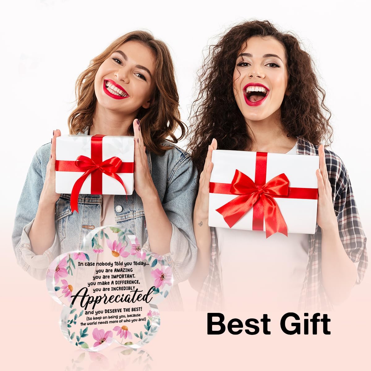 Appreciation Gifts for Women, Graduation Gifts, Affirmations Flower Shape Acrylic Sign, New Job Gift for Women Coworker Men Clear Desk Sign Decor, Thank You Gift for Nurse Teacher Boss Friend - Image 6