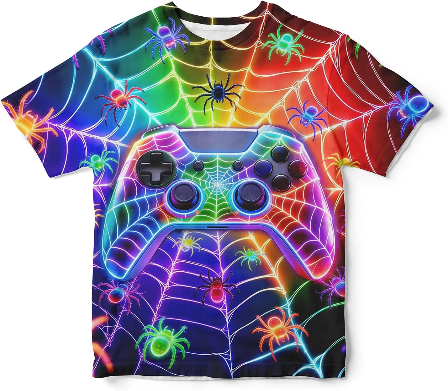Gaming Shirts for Boys Kids Game T Shirt Neon Short Sleeve 3D Graphic Tees Novelty Shirt for Boys Girls 6-16 Years