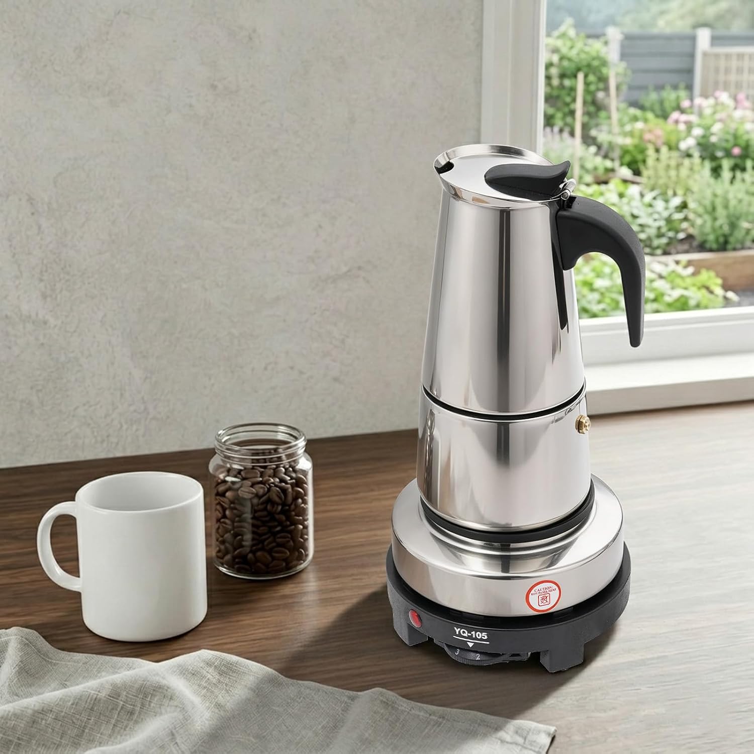 Espresso Machine, 6 Cups Stovetop Moka Pot, Portable Espresso Coffee Maker | Electric Stove 110V
