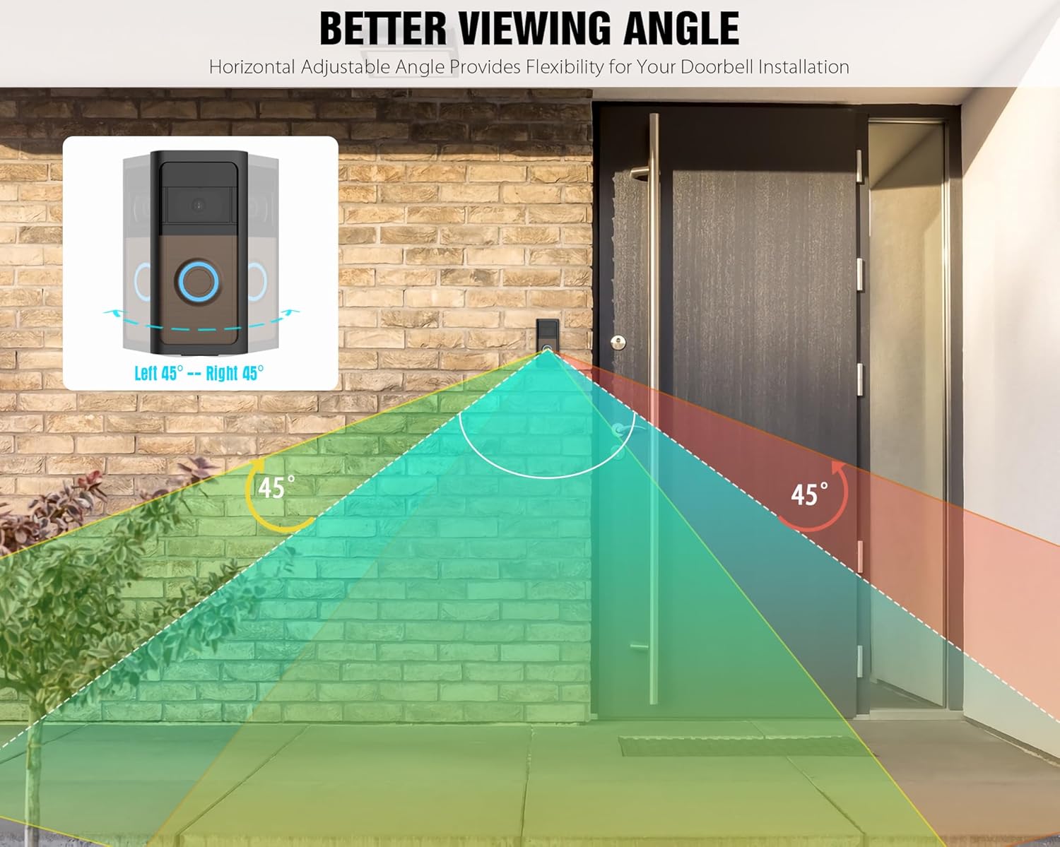 Anti-Theft Doorbell Angle Mount - 2026 New Upgraded Steel Metal Adjustable Bracket for R-ing Battery Video Doorbell 1/2/3/3 Plus/4/(2020 Release)/Plus/Pro, 360° Protection, Not Block Sensor