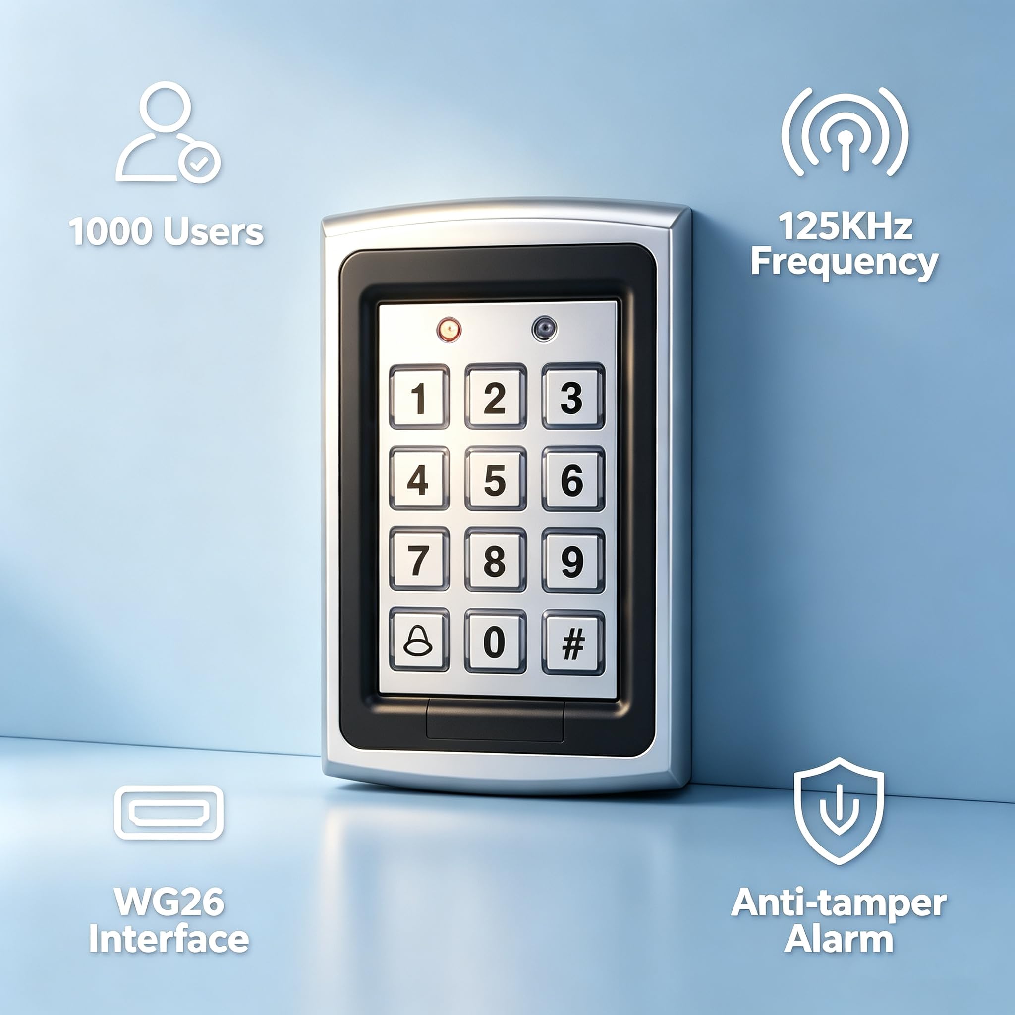 RFID-Tastatur-Zugangskontroll-Set mit 180 kg Magnetschloss | Zinklegierung Indoor Outdoor Exit Button 10 Schlüsselanhänger 12V 3A Netzteil RFID Türzugang Tastatur für Zuhause, Büro, Tor