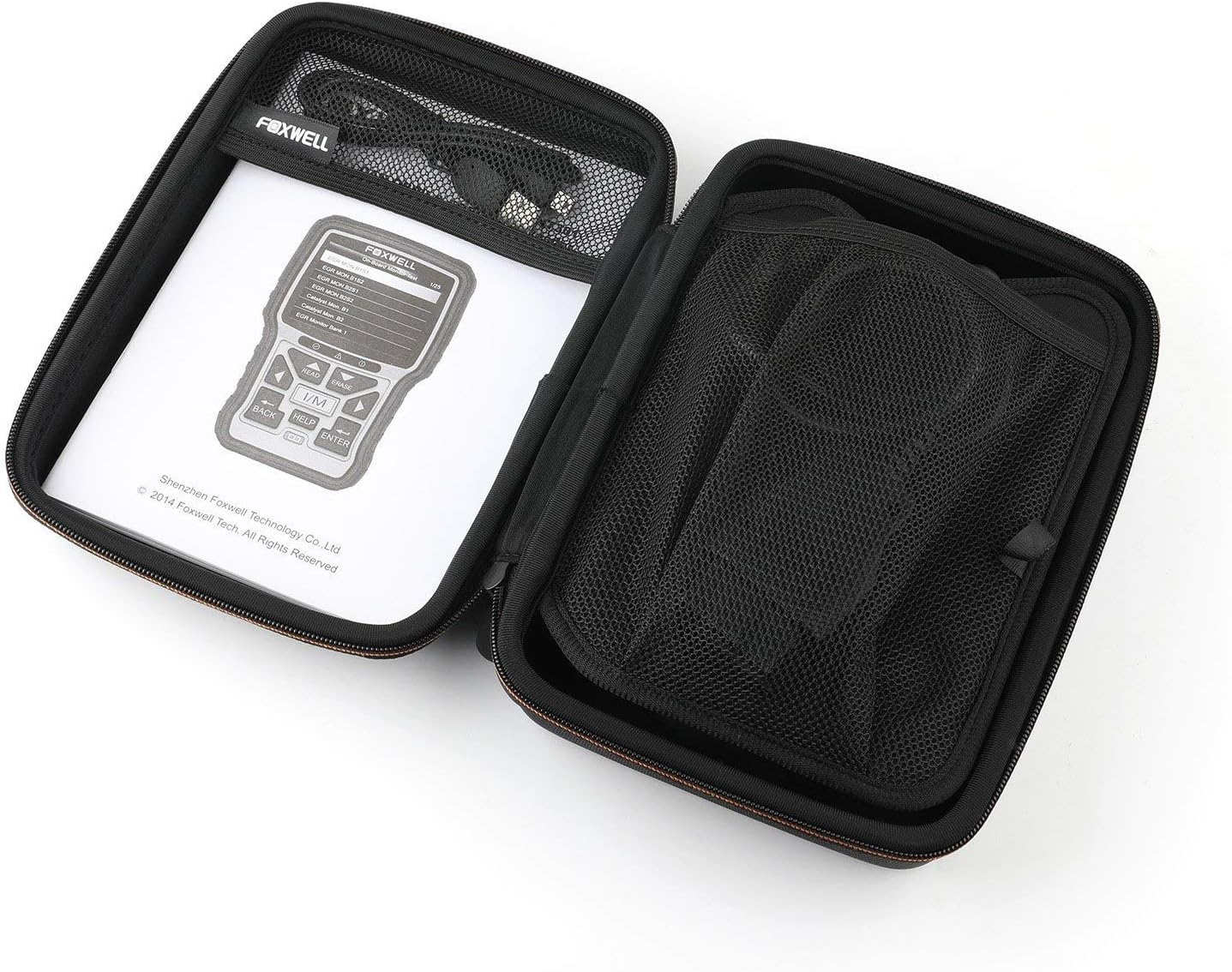 FOXWELL Hard Protection Carrying Case for NT510 Obd2 Code Reader Check Engine Light Scanner and Diagnostic Scan Tool - Polyester Fibre & EVA Travel Case (Black)