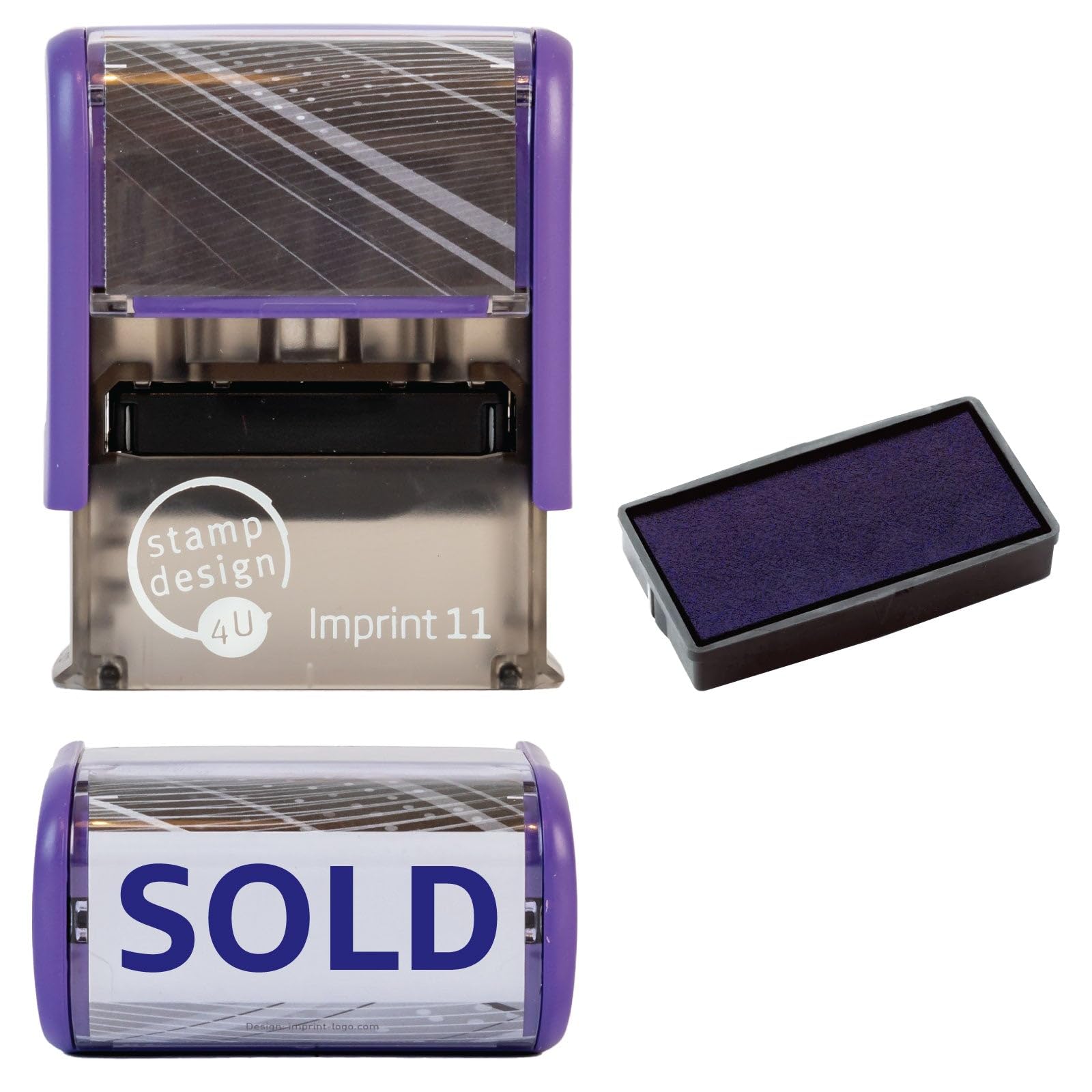 Sold Self Inking Rubber Stamp for Stamping Your Sold Documents - Blue Sold Stamp with 1 Extra Inkpad