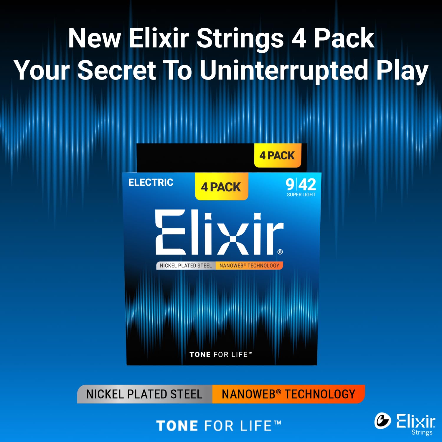 Elixir Strings Struny do Gitary Elektrycznej Niklowane z Technologią NANOWEB, Super Light (.009-.042)