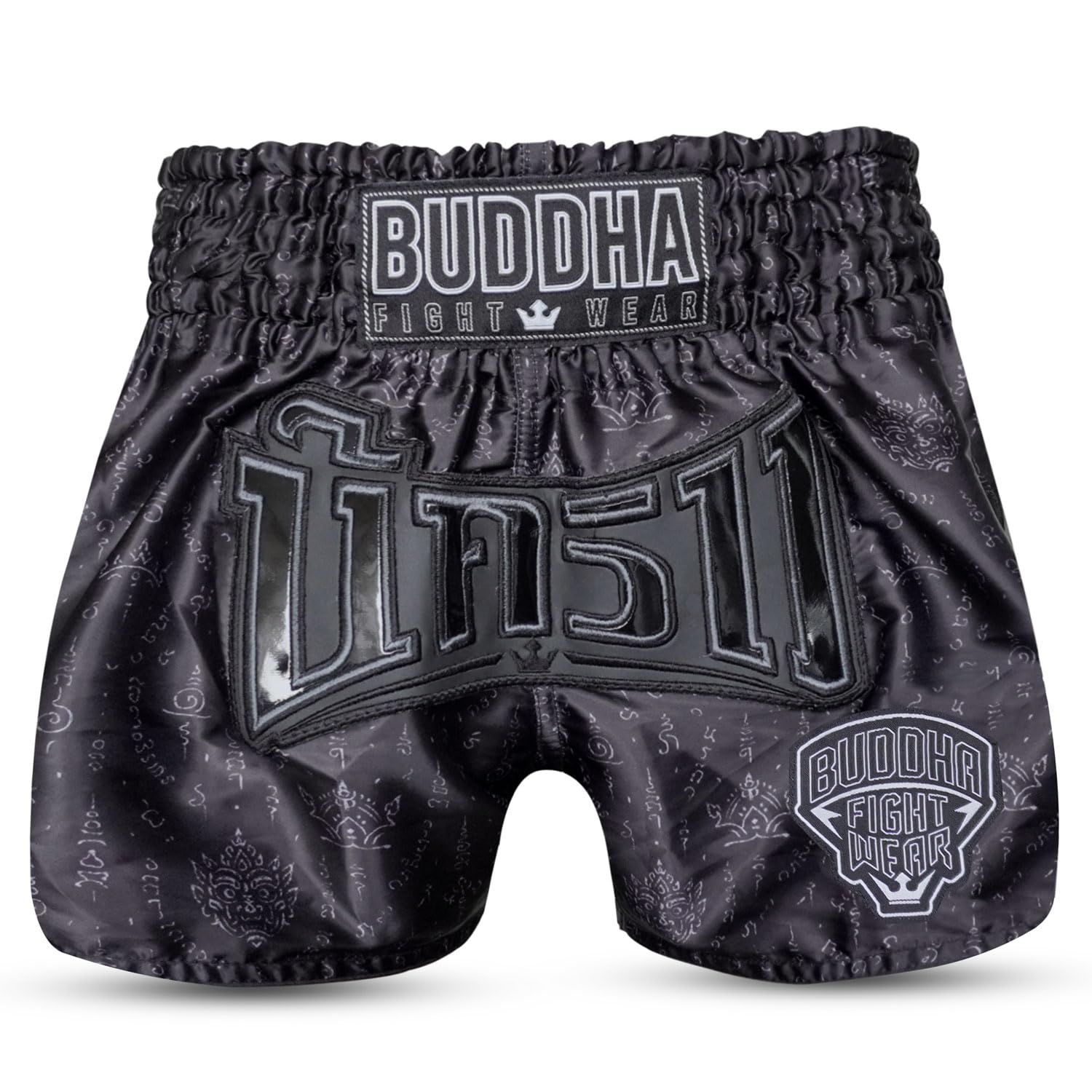 Buddha Fight Wear Pantalón Muay Thai y Kick Boxing Kanok – Short Profesional en Satén Premium, Diseño Multicolor, Ligero y Resistente.
