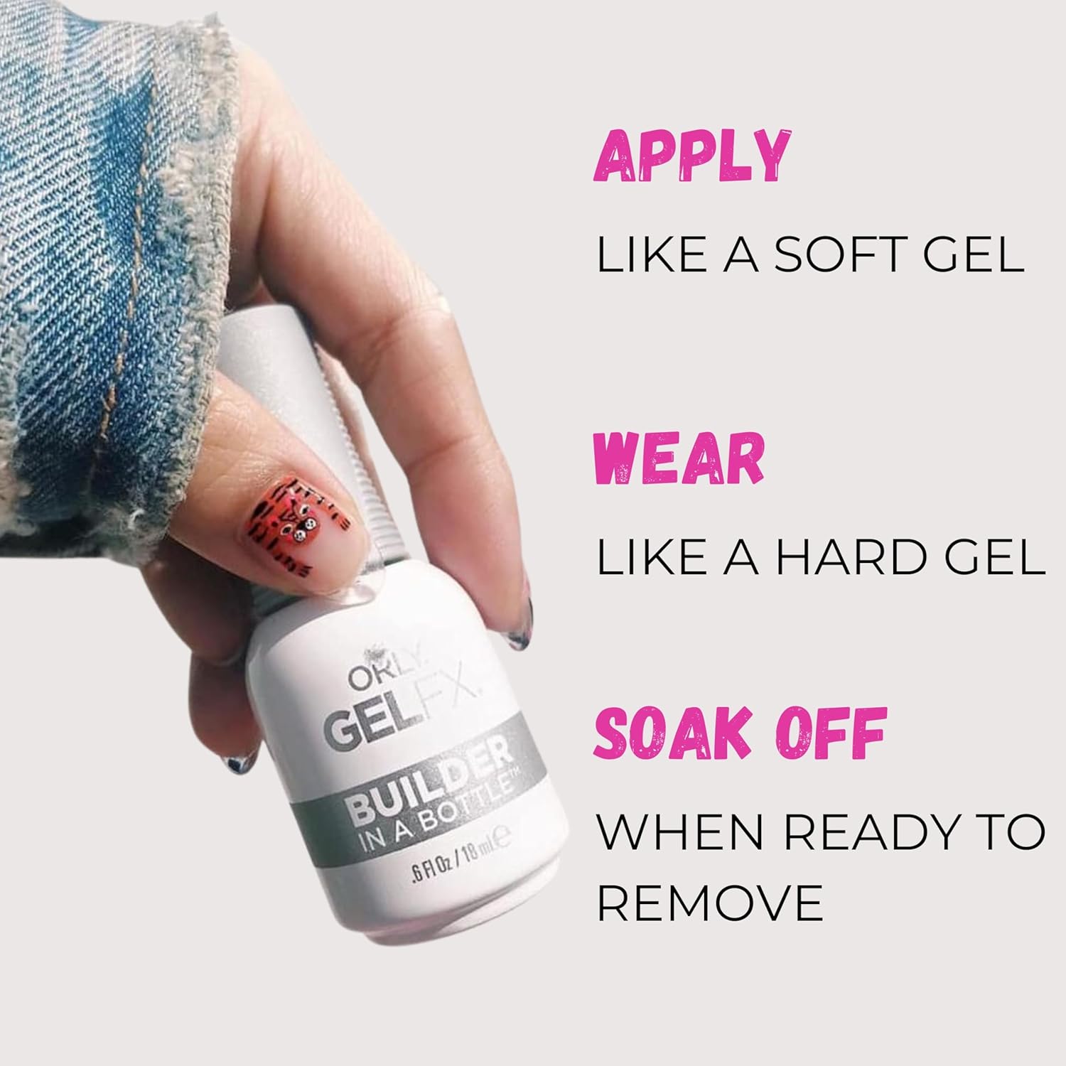 Orly Builder In A Bottle Soak-Off Sculpting Gel For Quick Nail Extension, Repair And Strengthening | Long-Lasting Builder Gel With Brush-On Application |Salon-Quality Nails At Home (Clear)