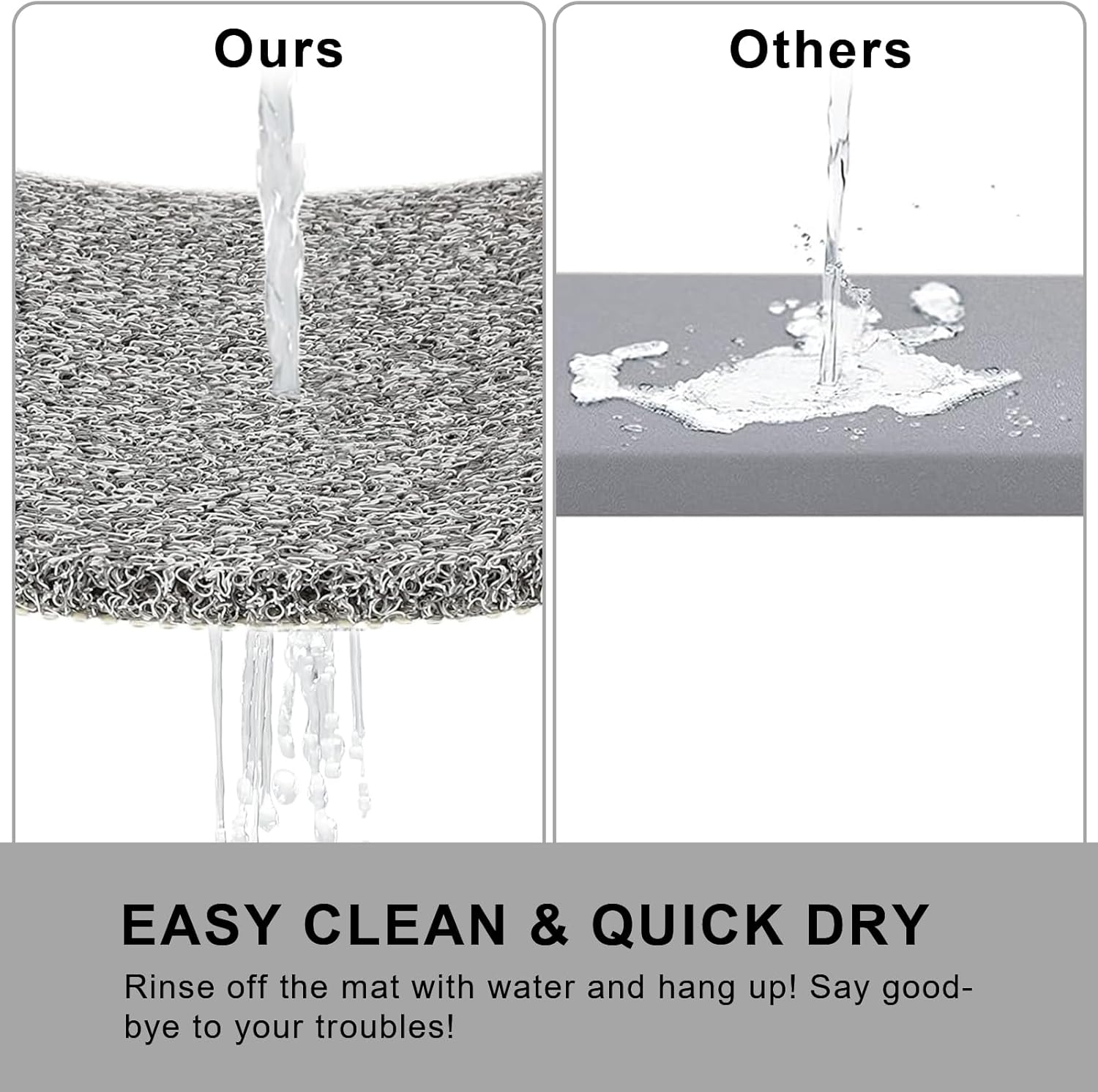 Nonslip Bathtub Mat, Anti Slip Bath Mat 0.6" Extra Thick, Quick Dry Bath Tub Anti Slip Shower Mat, Loofah Non-Slip Bath Mat for Tub Bathroom Pool Kitchen Entryway Home Hotel(Grey 16x39)