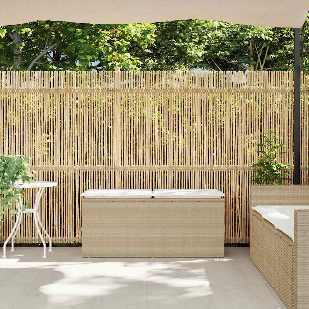 LAPOOH Banco de jardín con cojín ratán sintético Beige 110x40x44 cm, Banco Exterior, Banco Terraza, Banco De Jardin Exterior, Muebles De Exterior Jardin - 4104149