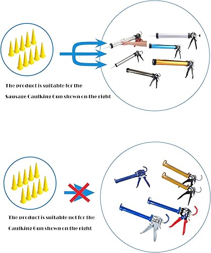 Miniatura 8 de Boquilla de calafateo para pistola de calafateo de salchichas, pistón epoxi duradero, pulverizador aplicador de boquilla de calafateo reutilizable