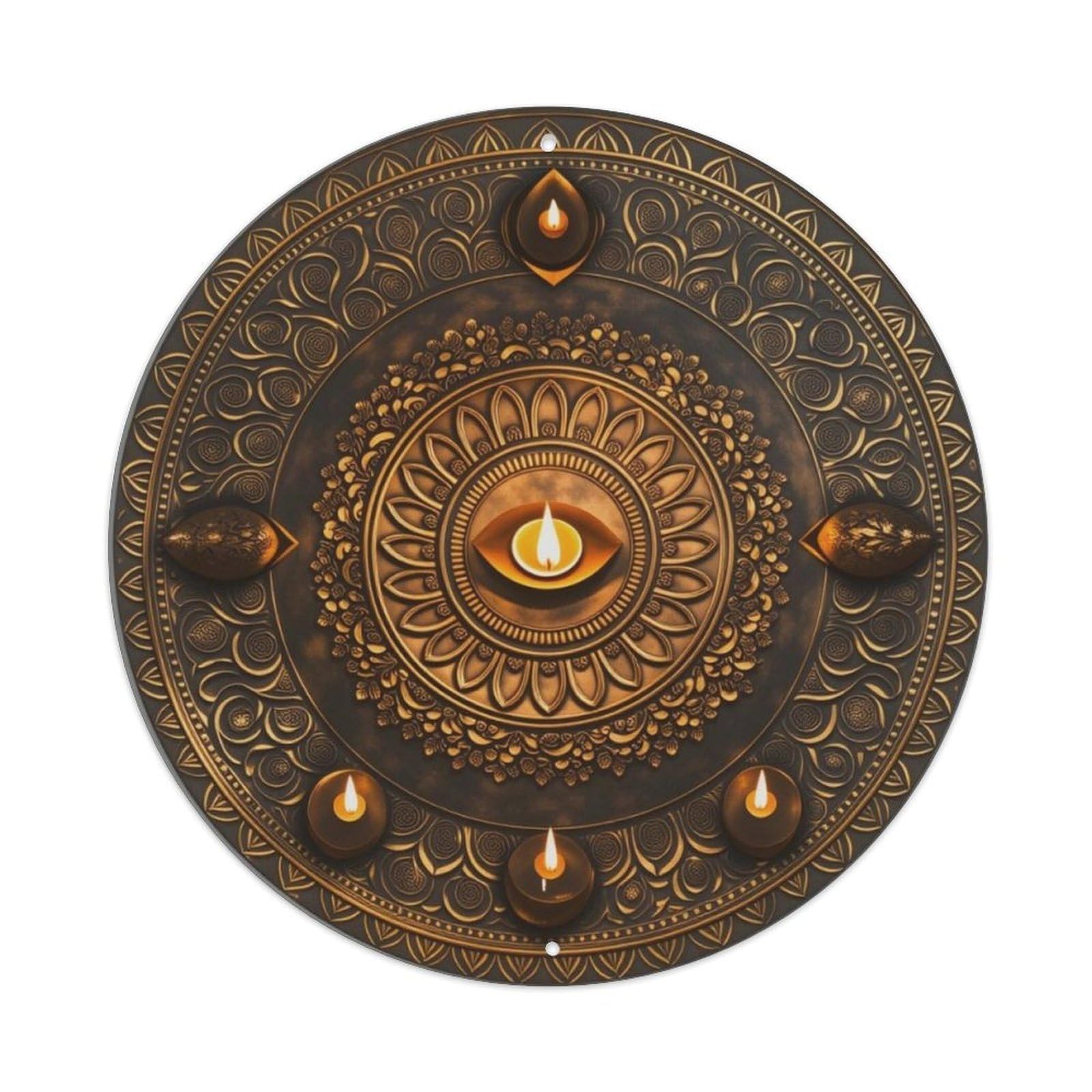 Vintage Mandala Candle Eye Zen Round Decor Sign Vintage Aluminium Metal Sign, Retro Wall Decor for Home, Bar, Garage & Farmhouse 20x20cm