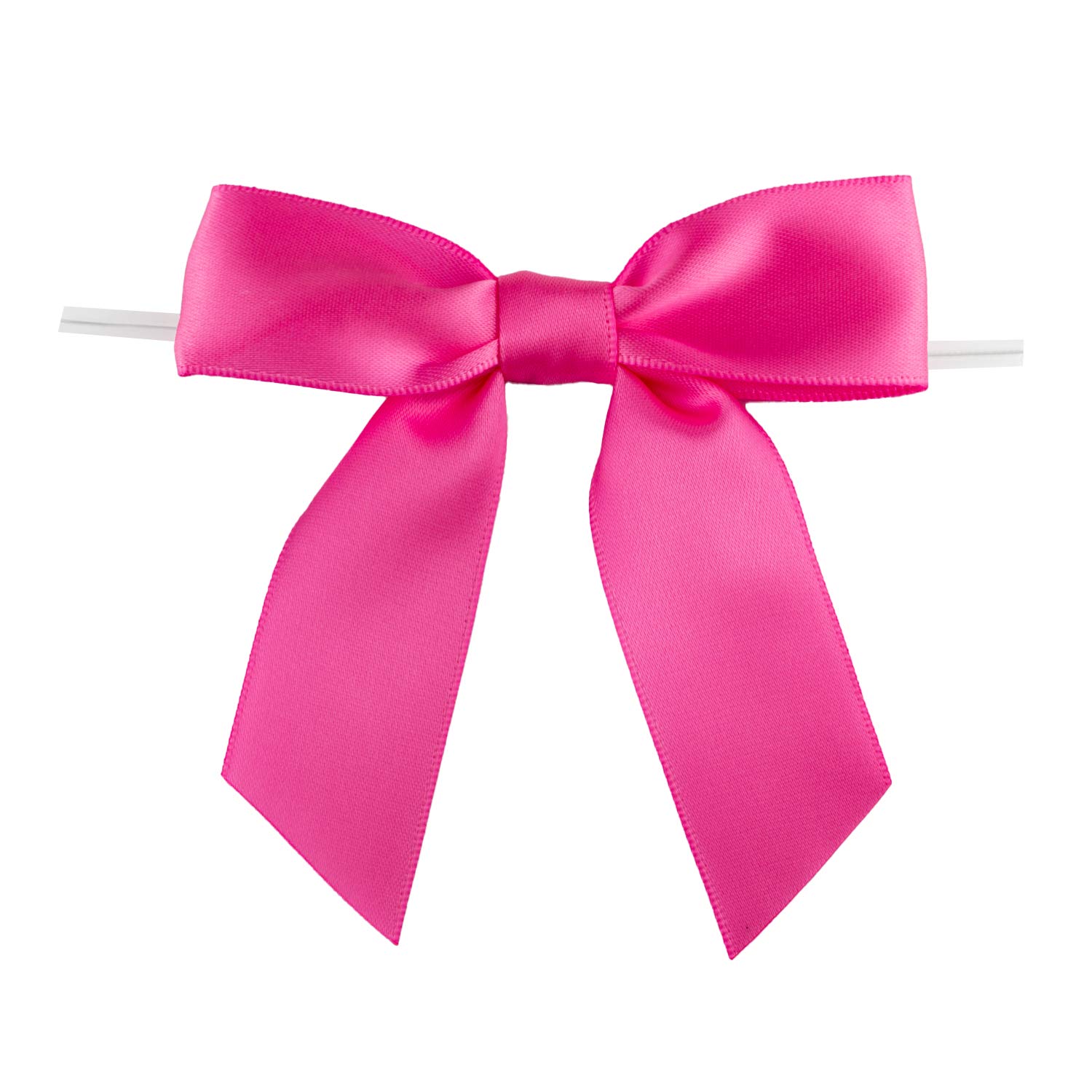 7Rainbows 30pcs Boutique 3.5" Hot Pink Satin Ribbon Twist Tie Bows for Tying Up Packages Gift Wrapping